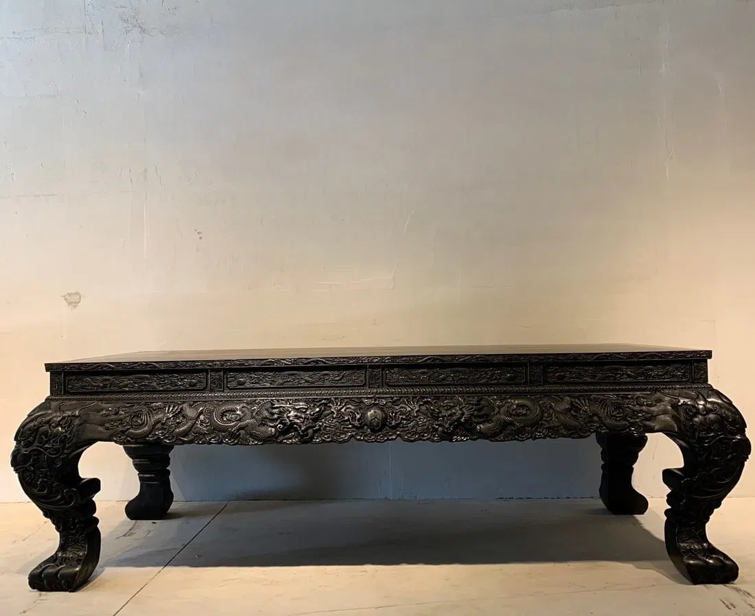 A Huge Zitanwood Auspicious Cloud and Dragon Pattern Table