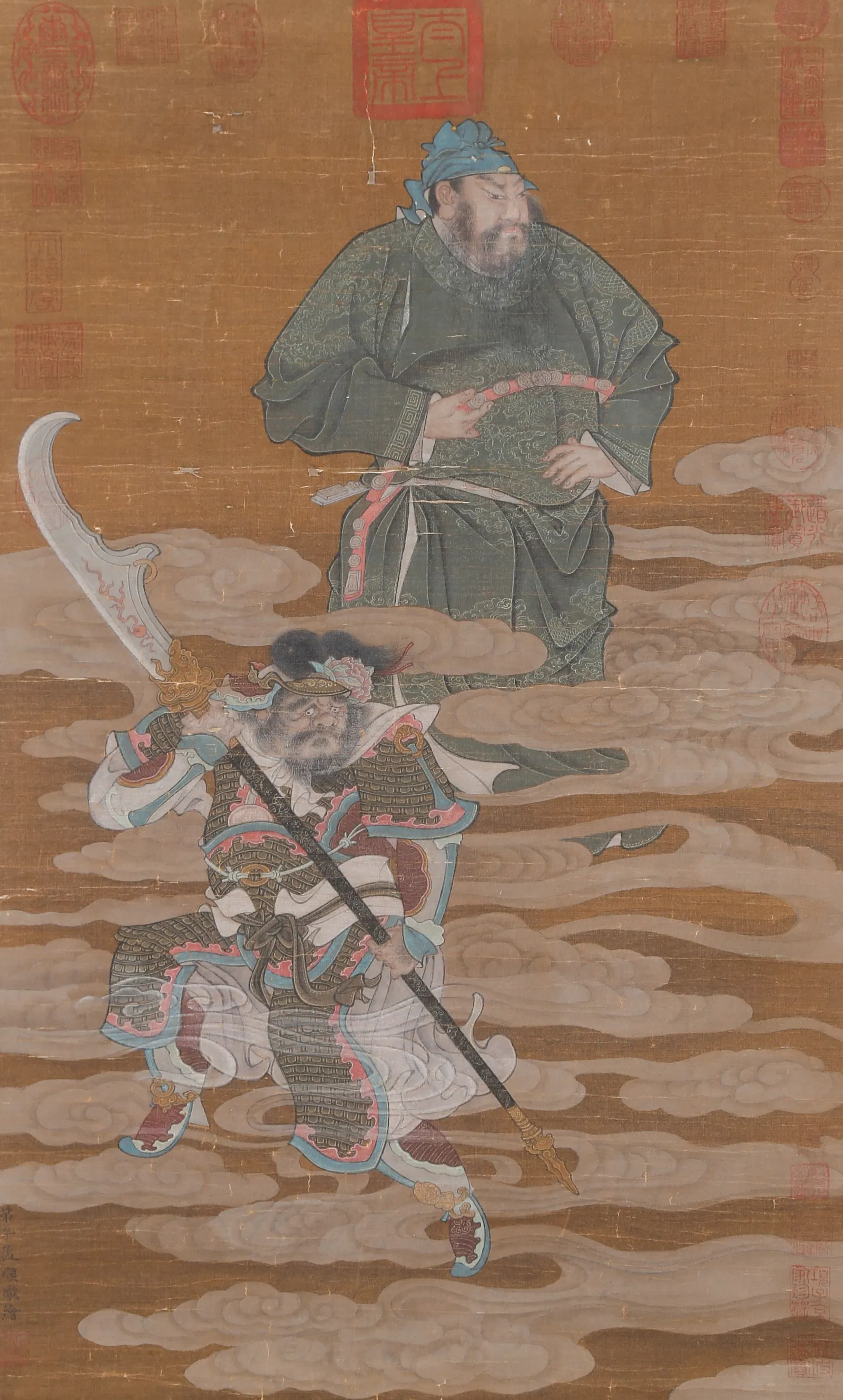 A IMMORTAL FIGURE PAINTING ON SILK BY ZHAO MENGFU.趙孟頫