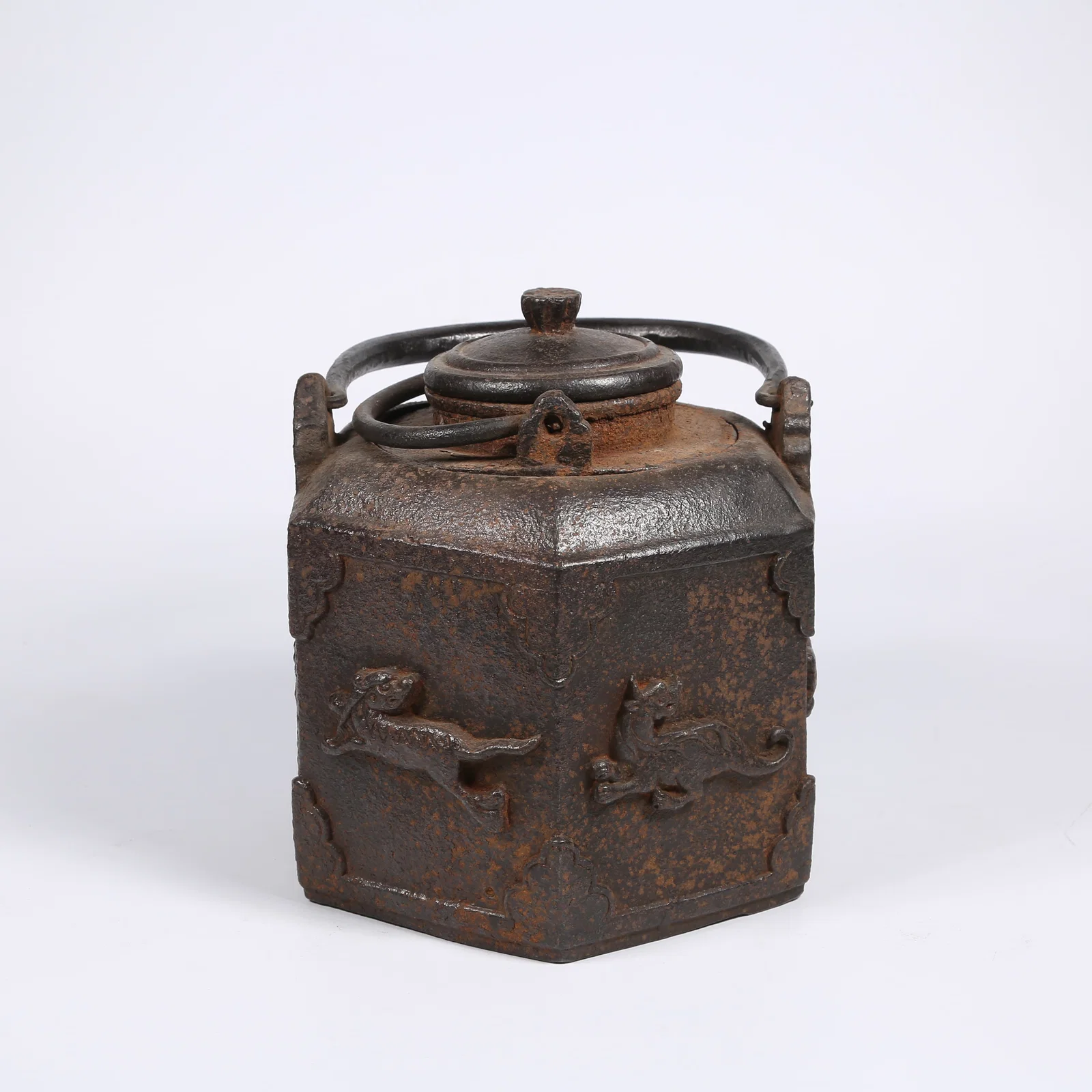A IRON EWER WITH BEAST MOTIF