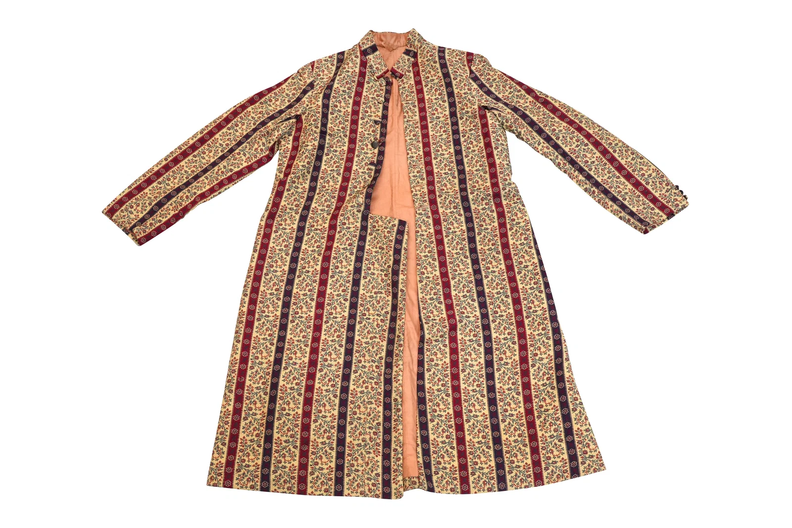 A KASHMIRI STRIPED (KHAT-RAST) FLORAL COAT Indian subcontinent, Kashmir, 20th century