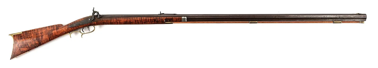(A) KENTUCKY MADE W.F. SETTLE HALF STOCK PERCUSSION RIFLE.