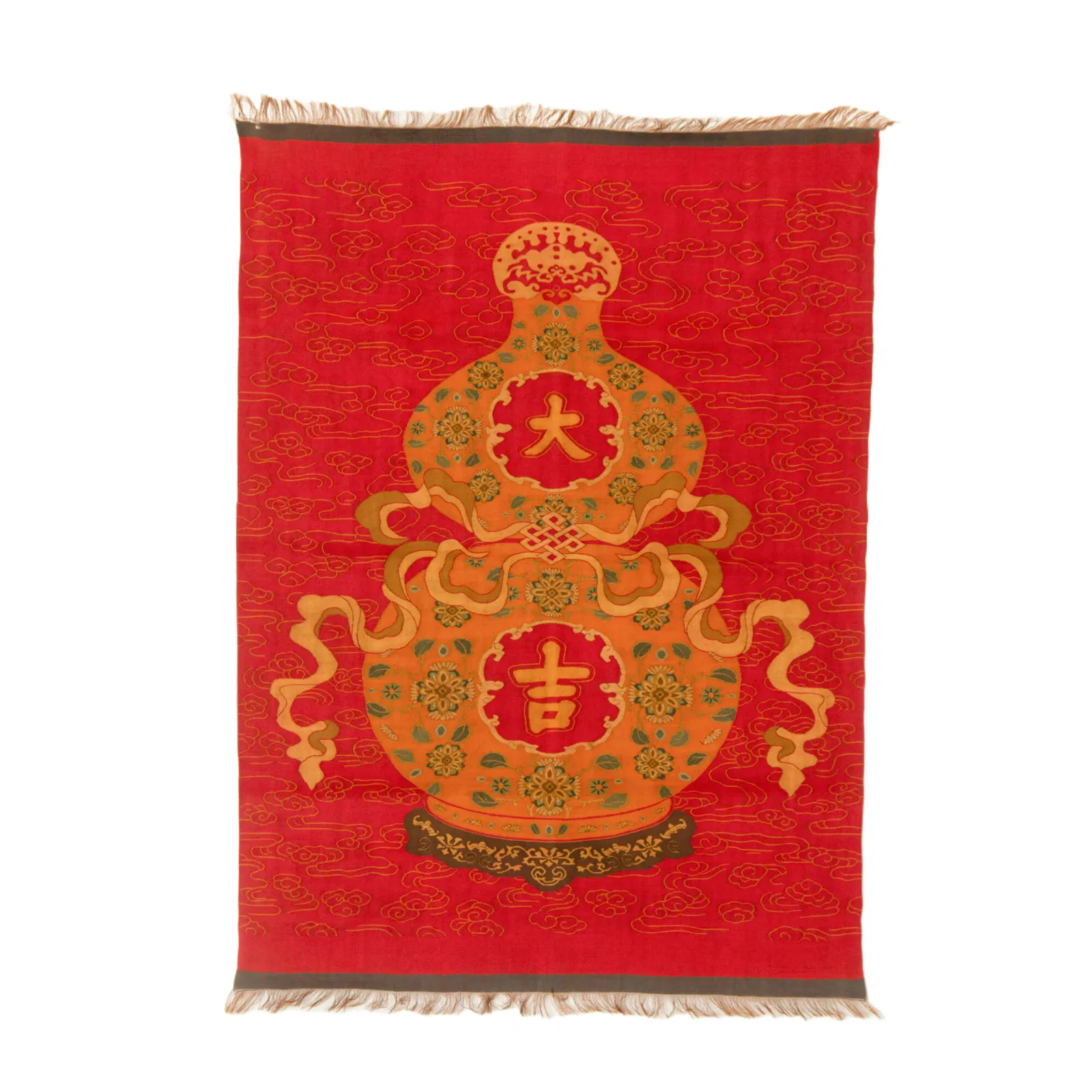 A KESI EMBROIDERED DOUBLE GOURDS DAJI HANGING PANEL