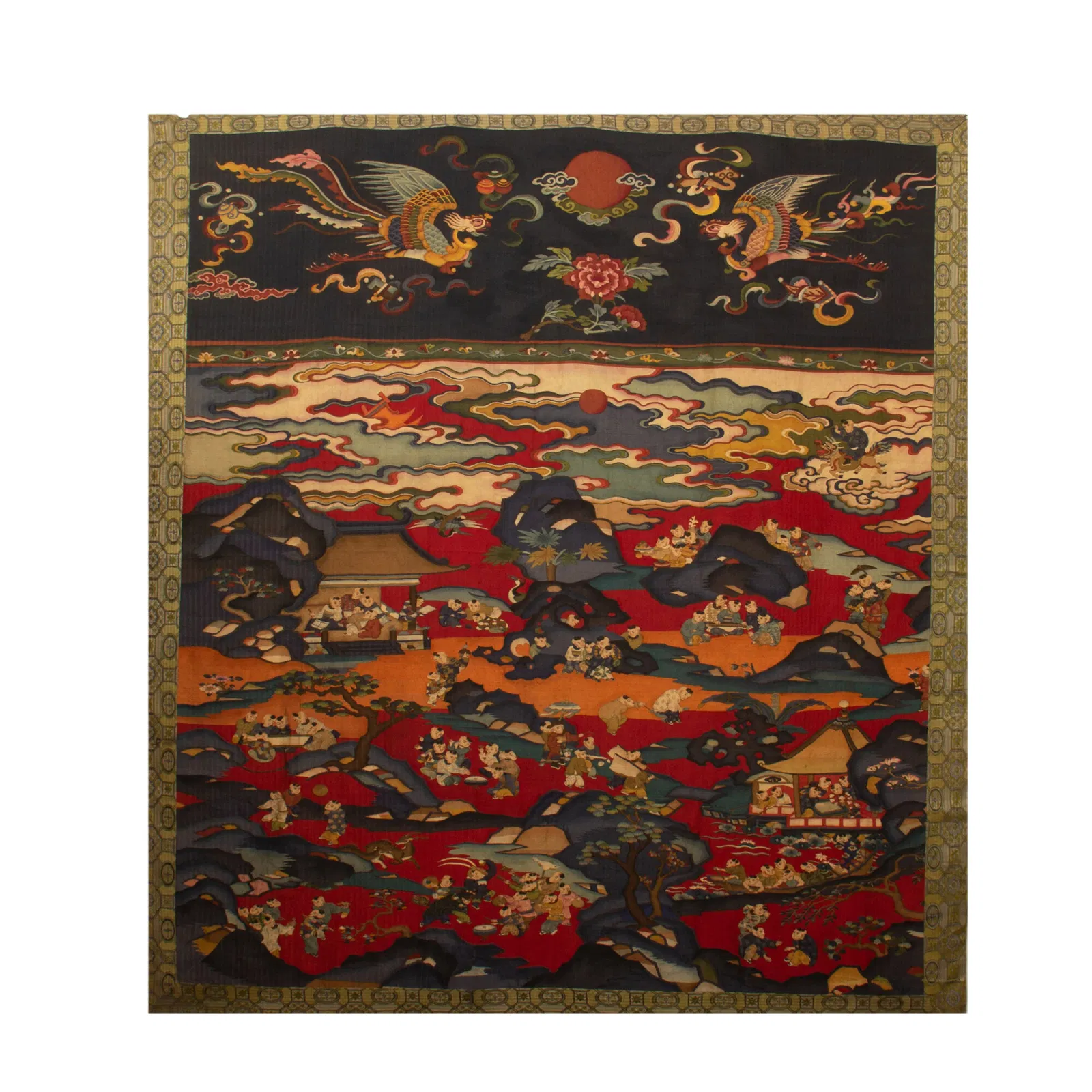 A KESI EMBROIDERED HUNDRED KIDS HANGING PANEL