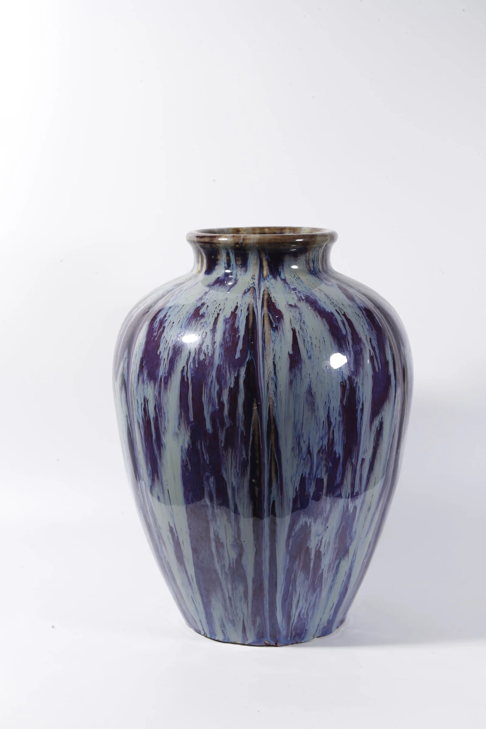 A KILN-TRANSMUTATION GLAZE MELON-RIBBED JAR