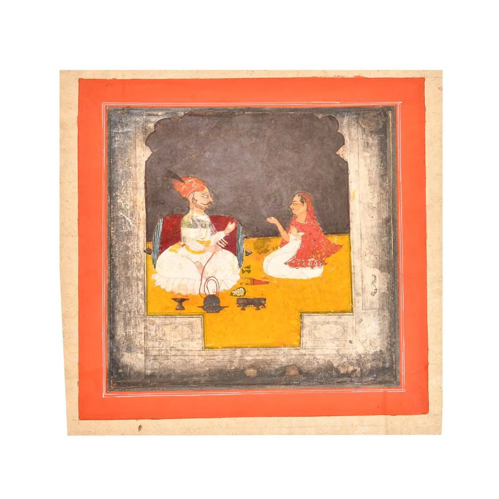 A KING IN A MEETING WITH A HOLY LADY INSCRIBED AT THE BACK, NAGAUR SCHOOL, 18TH CENTURY