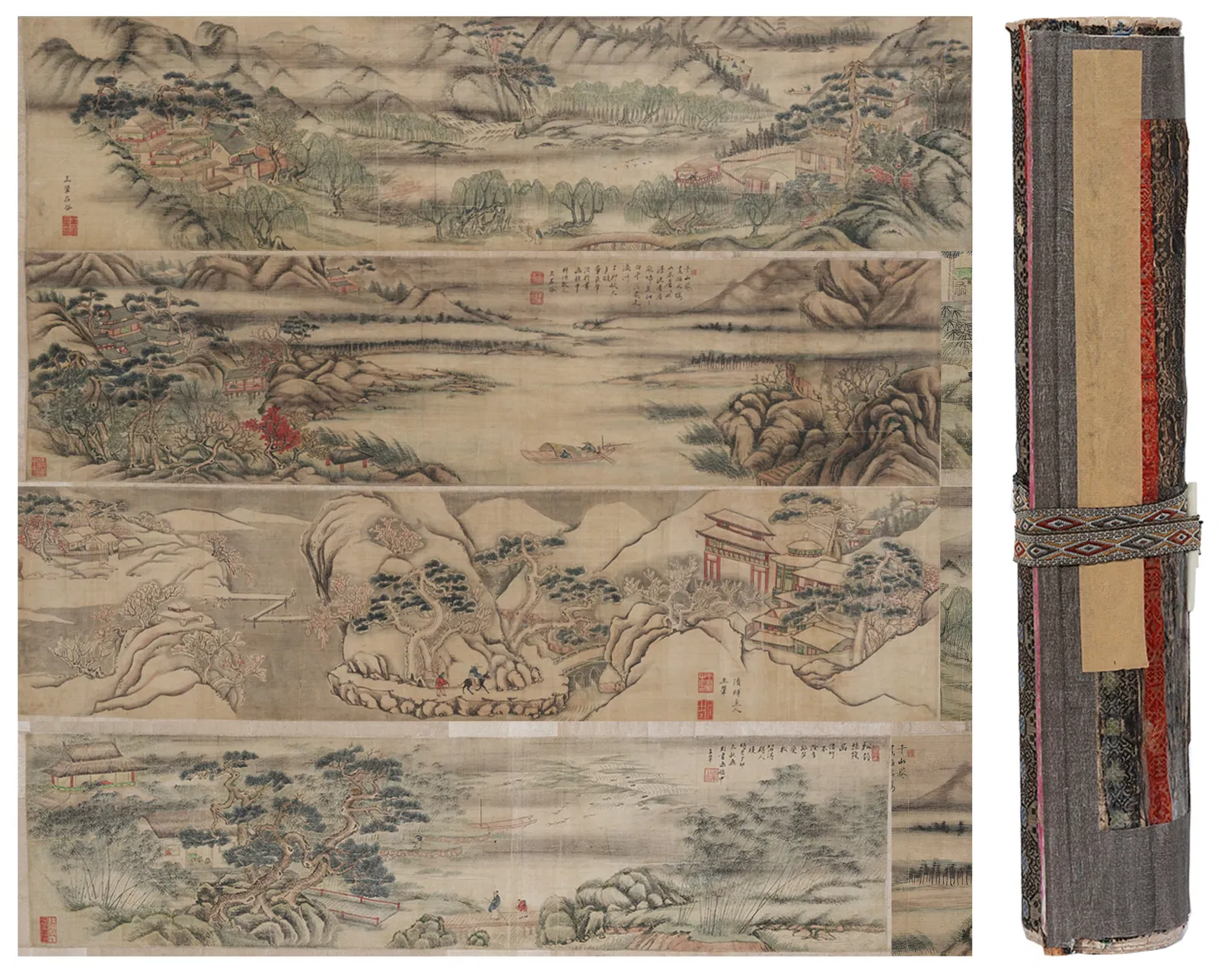 A LANDSCAPE HANDSCROLL ON SILK BY WANG HUI.王翚