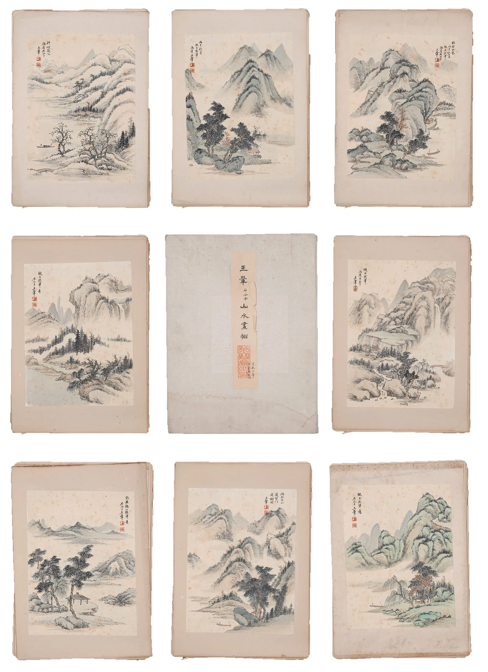 A LANDSCAPE PAINTING MANUSCRIPT ON PAPER (24 PAGES) BY WANG HUI.王翚