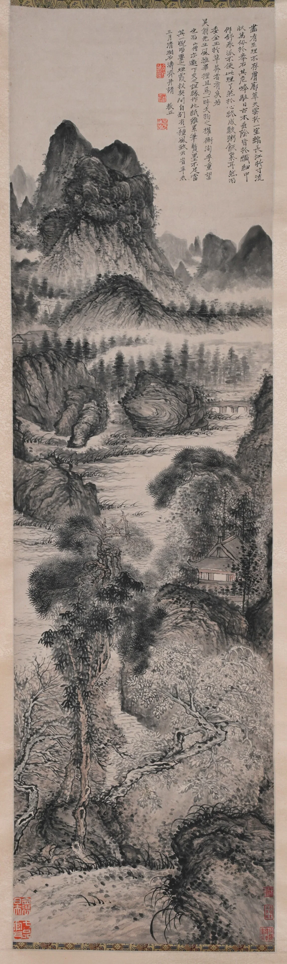 A LANDSCAPE PAINTING ON PAPER BY SHITAO.石濤