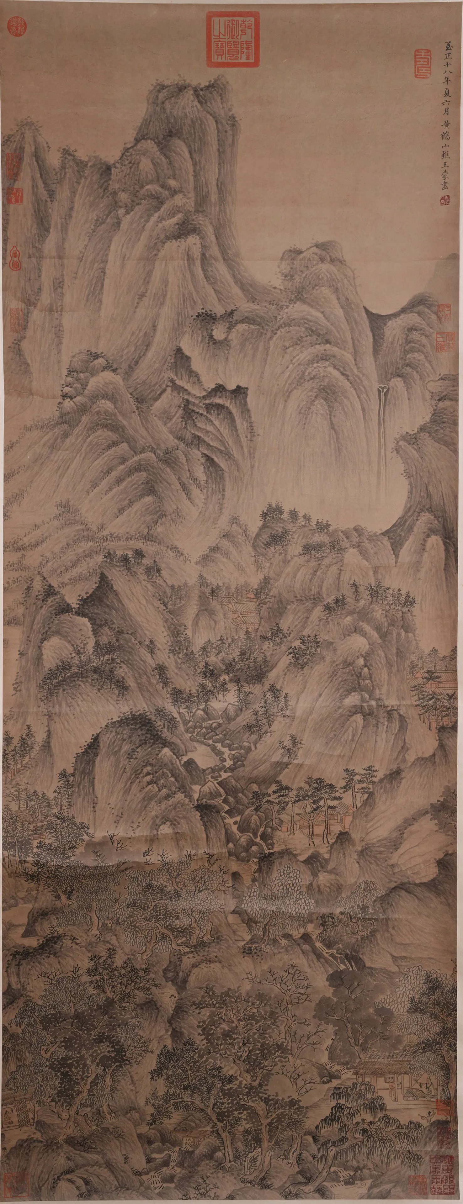 A LANDSCAPE PAINTING ON PAPER BY WANG MENG.王蒙