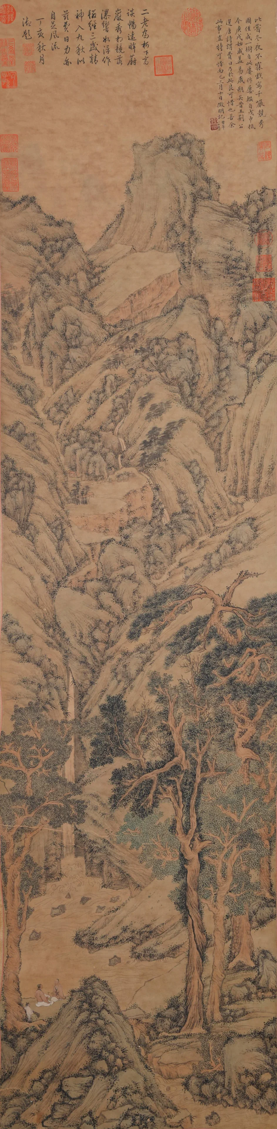 A LANDSCAPE PAINTING ON PAPER BY WEN ZHENGMING.文徵明