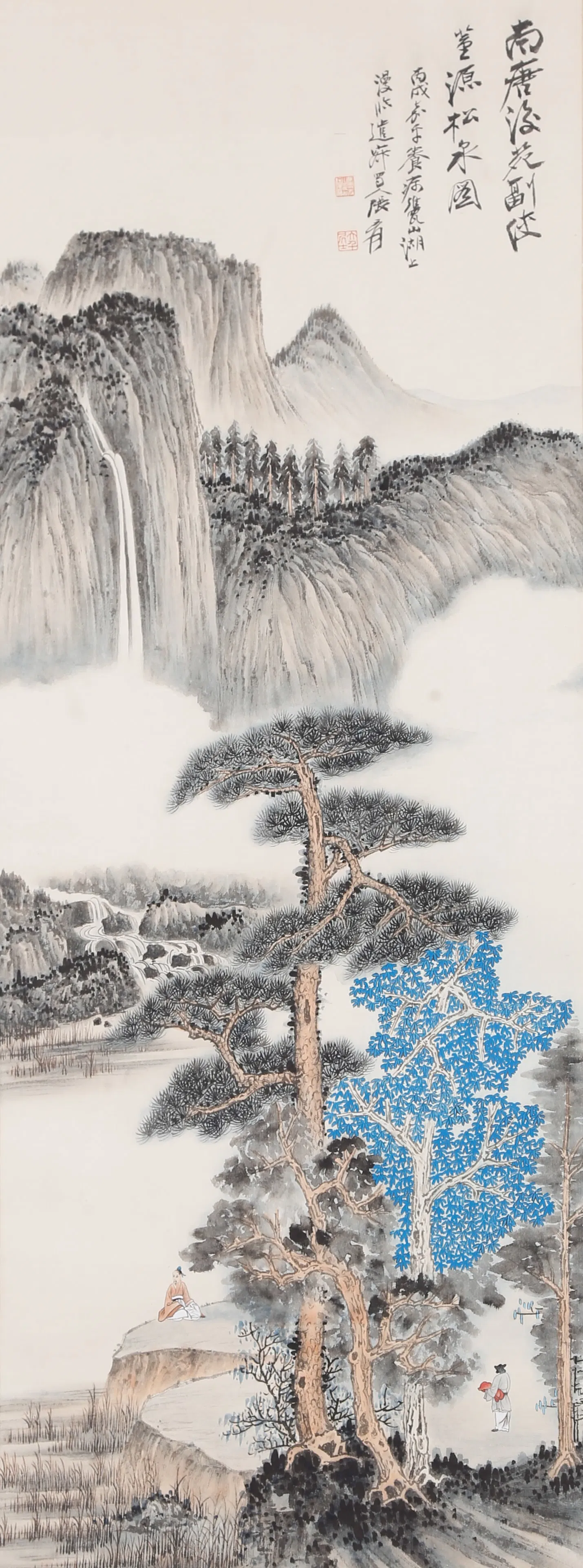 A LANDSCAPE PAINTING ON PAPER BY ZHANG DAQIAN.張大千