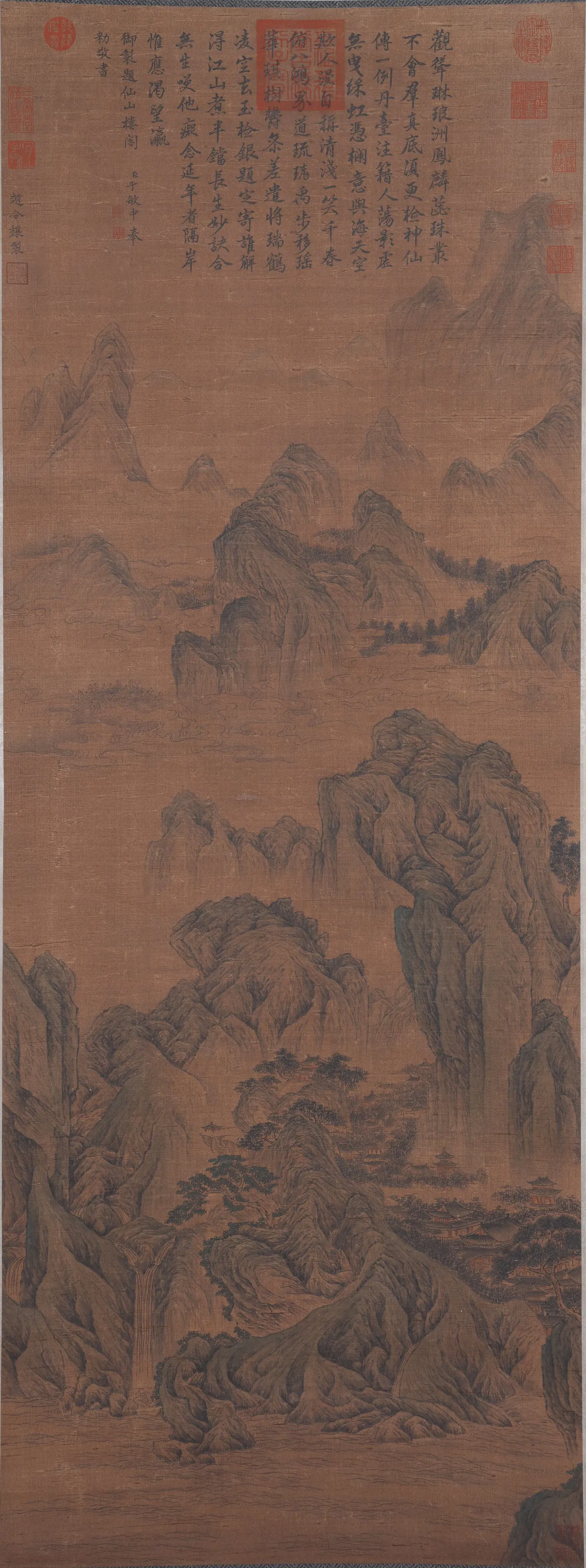 A LANDSCAPE PAINTING ON SILK BY ZHAO LINGRANG.趙令穰