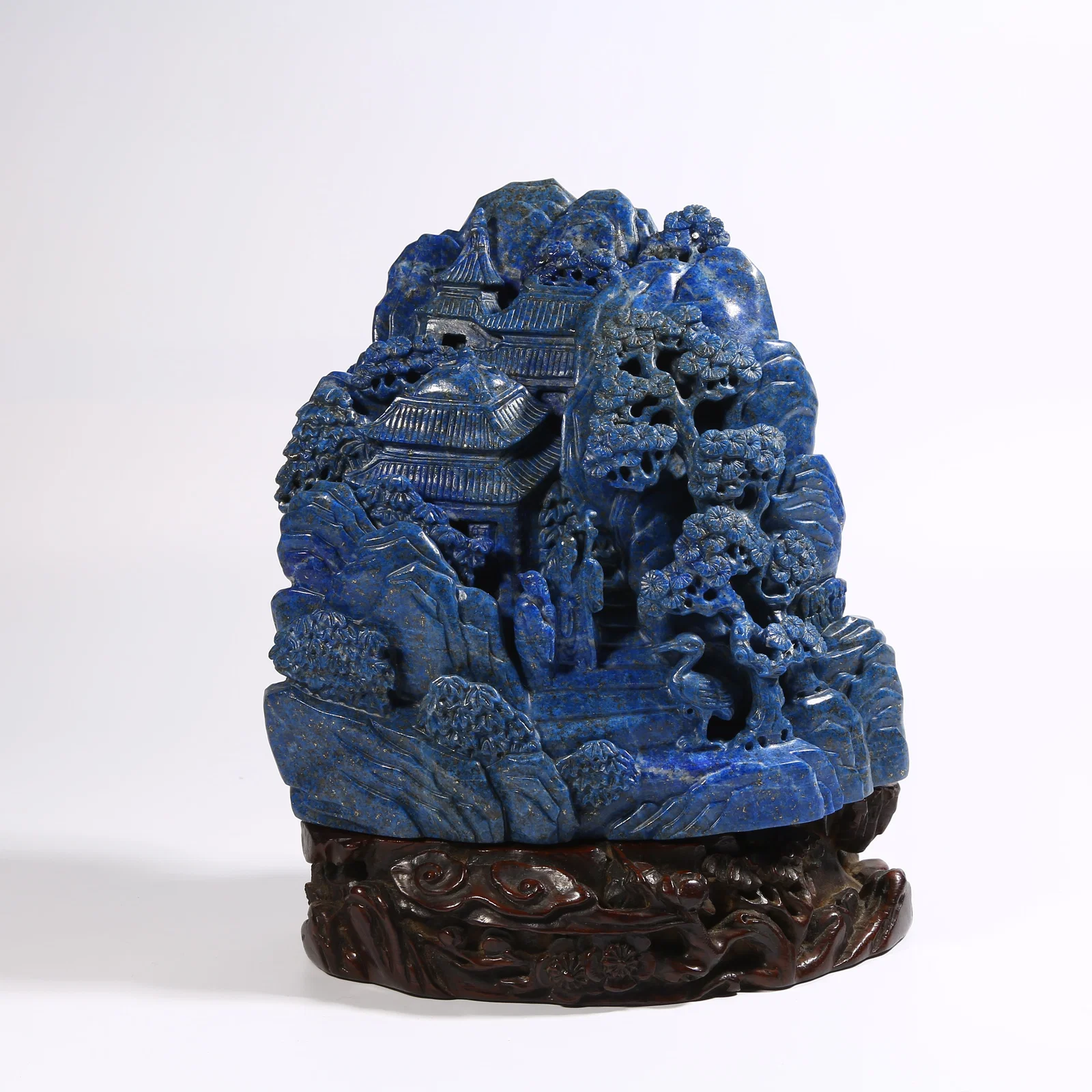 A LAPIS LAZULI MOUNTAIN SCHOLAR FIGURINE