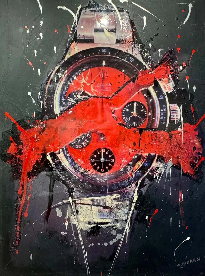 A Large Abstract Art Mixed-Media Painting Signed by J. MIMRAN