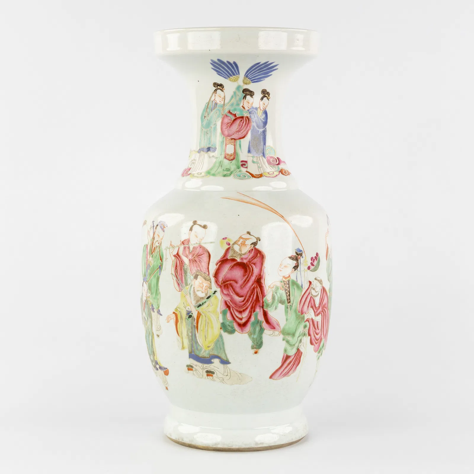 A Large Chinese vase, Famille Rose, decorated with Immortals, 19th C.