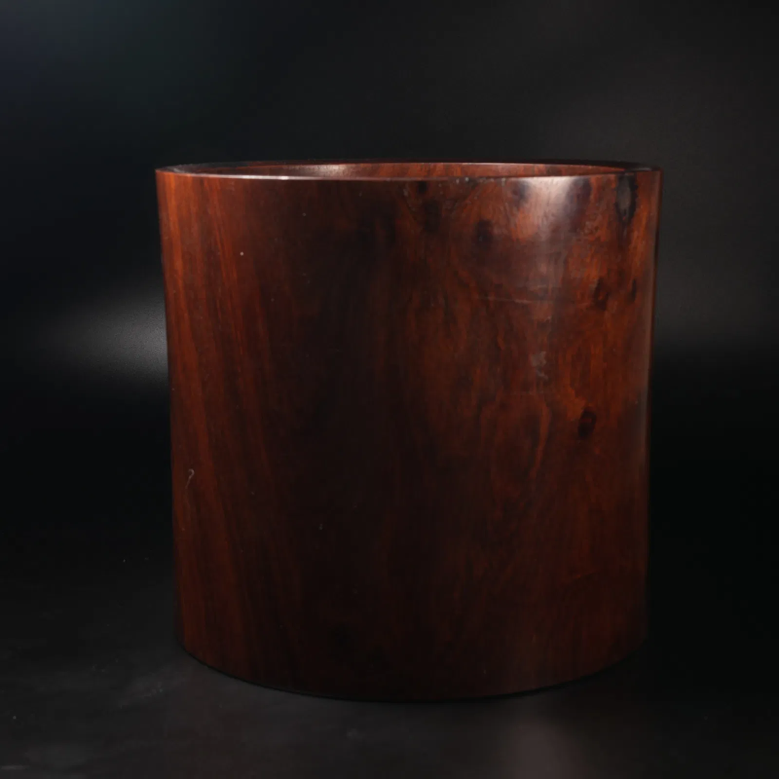 A LARGE HUANGHUALI WOOD BRUSH POT