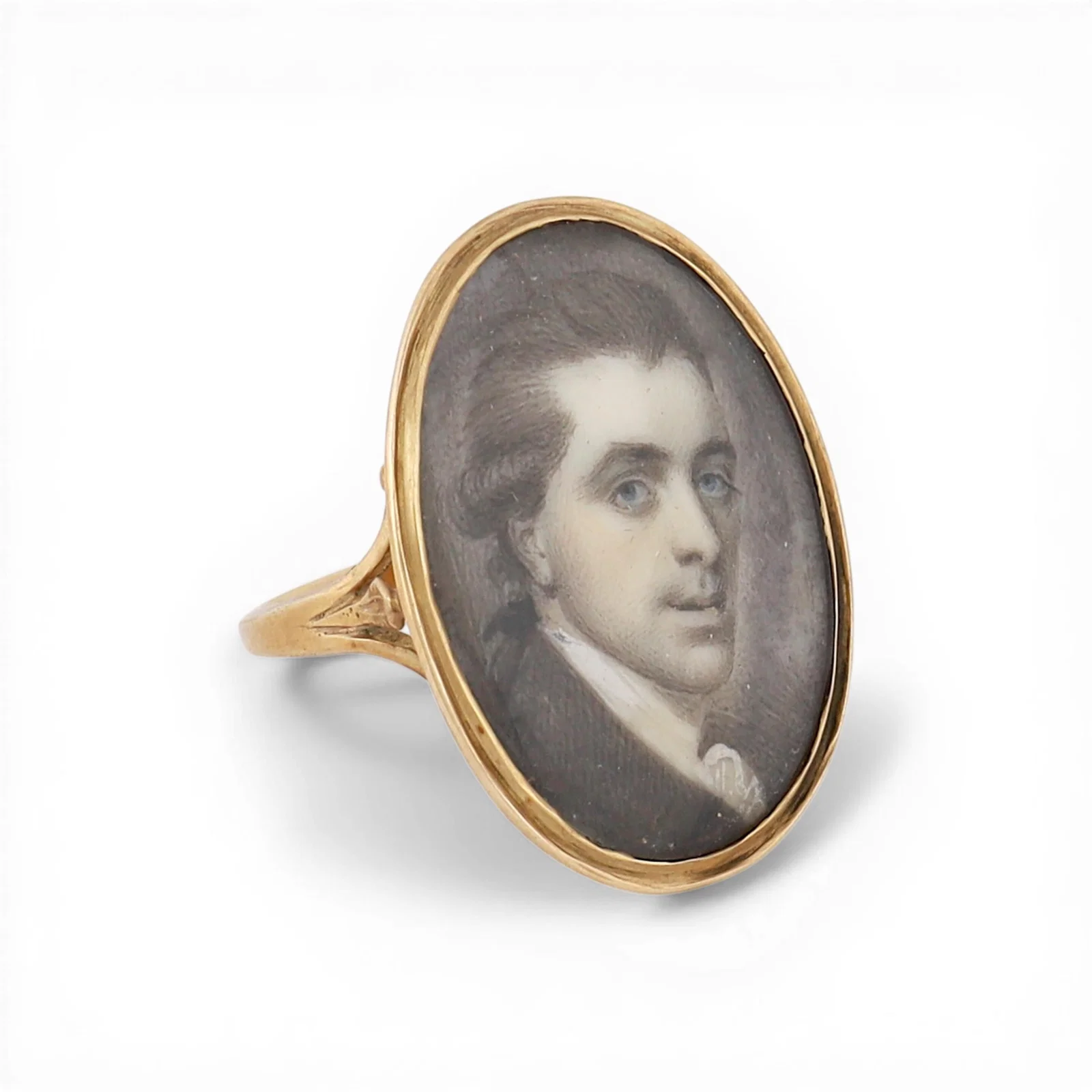 A late 18th/ early 19th century 10k gold portrait ring