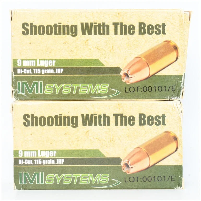 A Lot of 100 Rounds of IMI Systems Di-Cut 115 Grain JHP Ammunition 9mm Luger