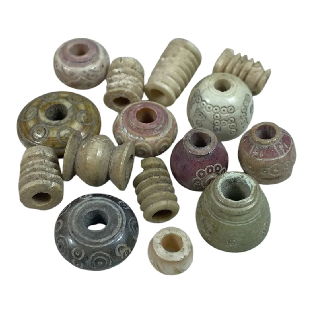 A Lot of 15 Ancient Silk Road Bone Spindle Whorls, 57AB