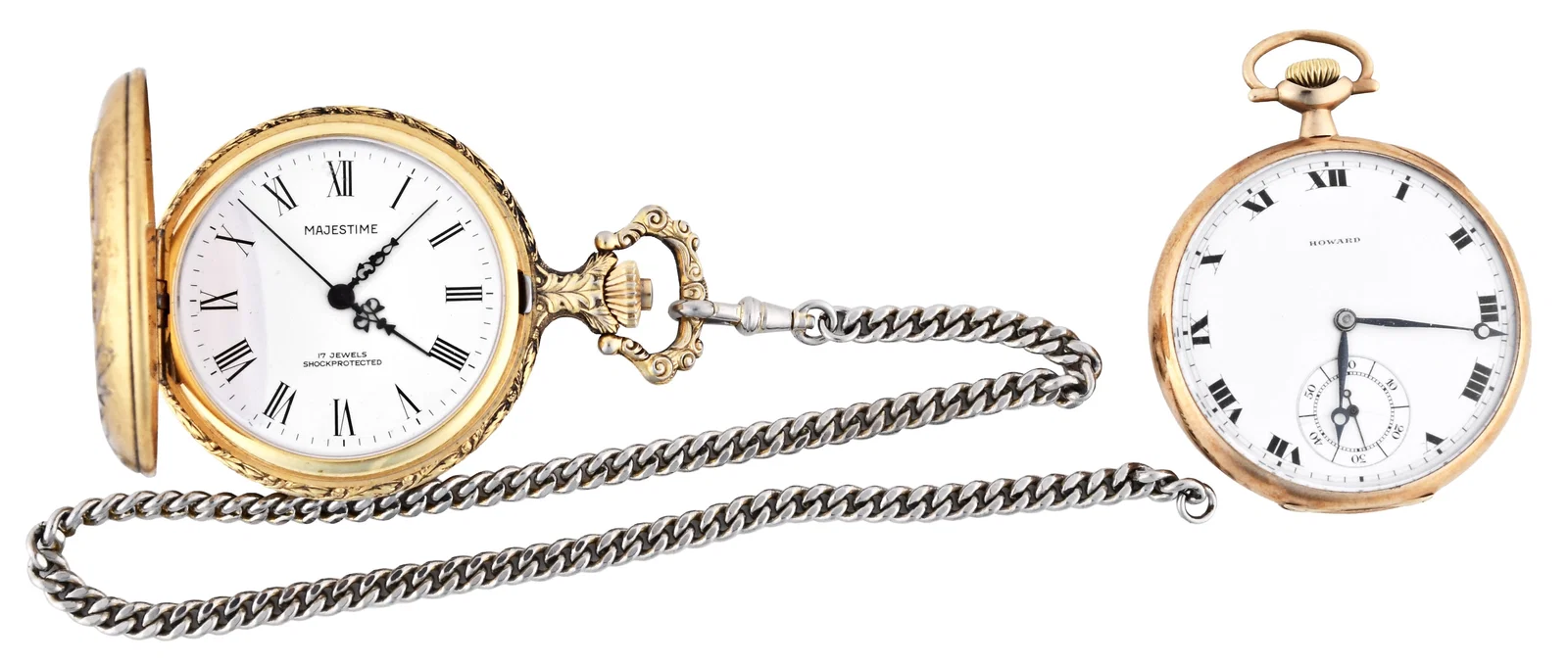 A lot of two pocket watches including a 14 karat gold Howard Keystone