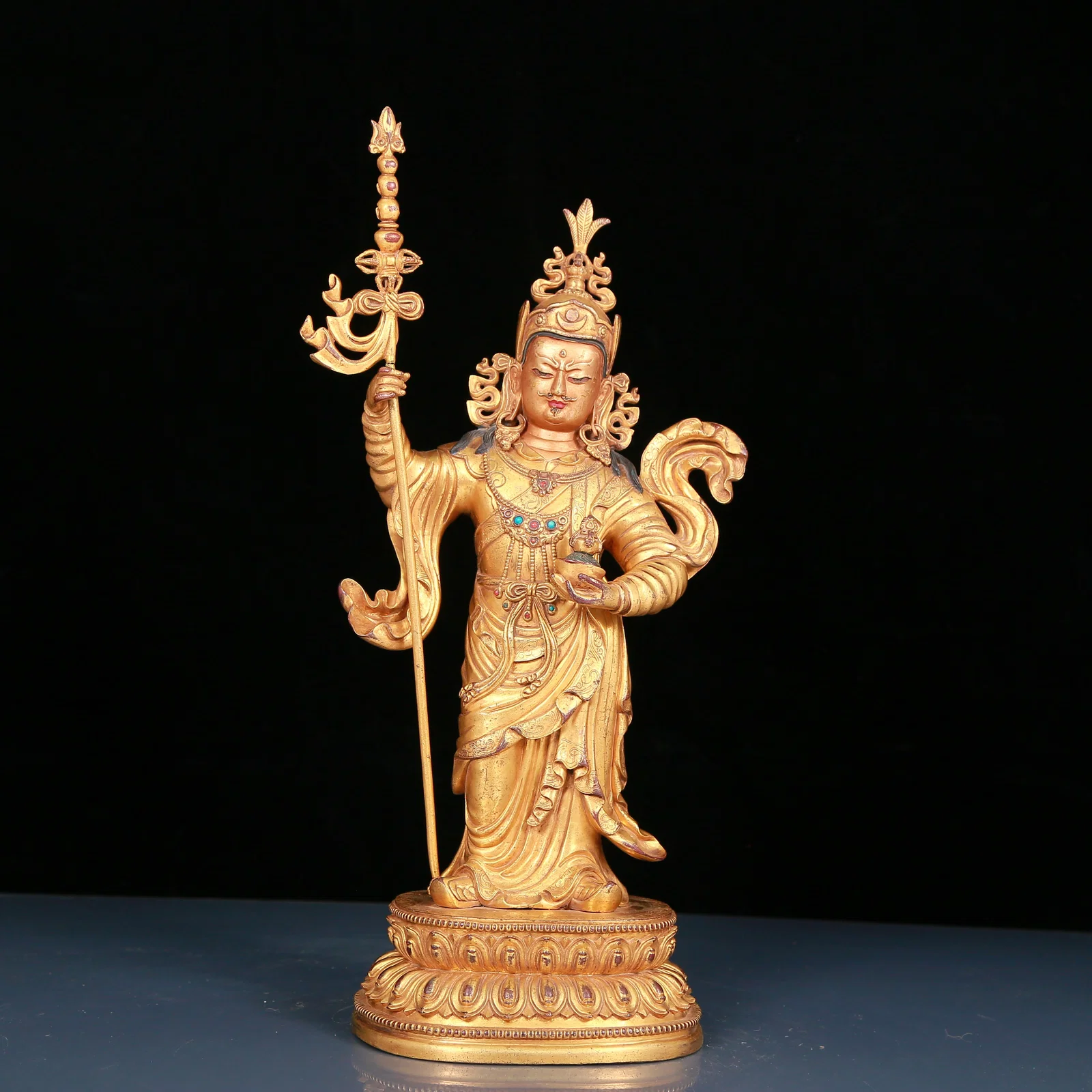 A Magnificent Gilt-Bronze Figure Of Padmasambhava With marks