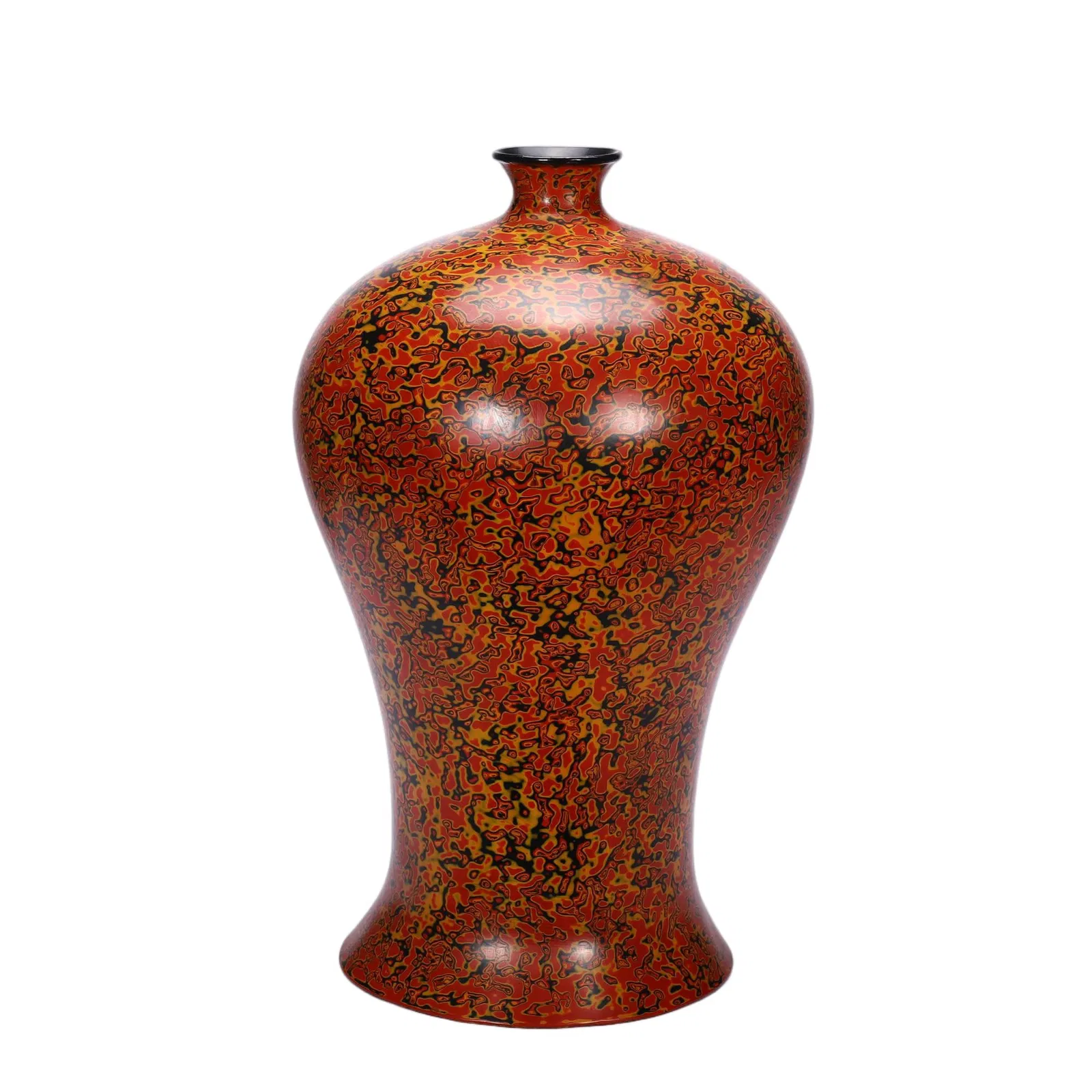 A MARBLED LACQUER VASE MEIPING