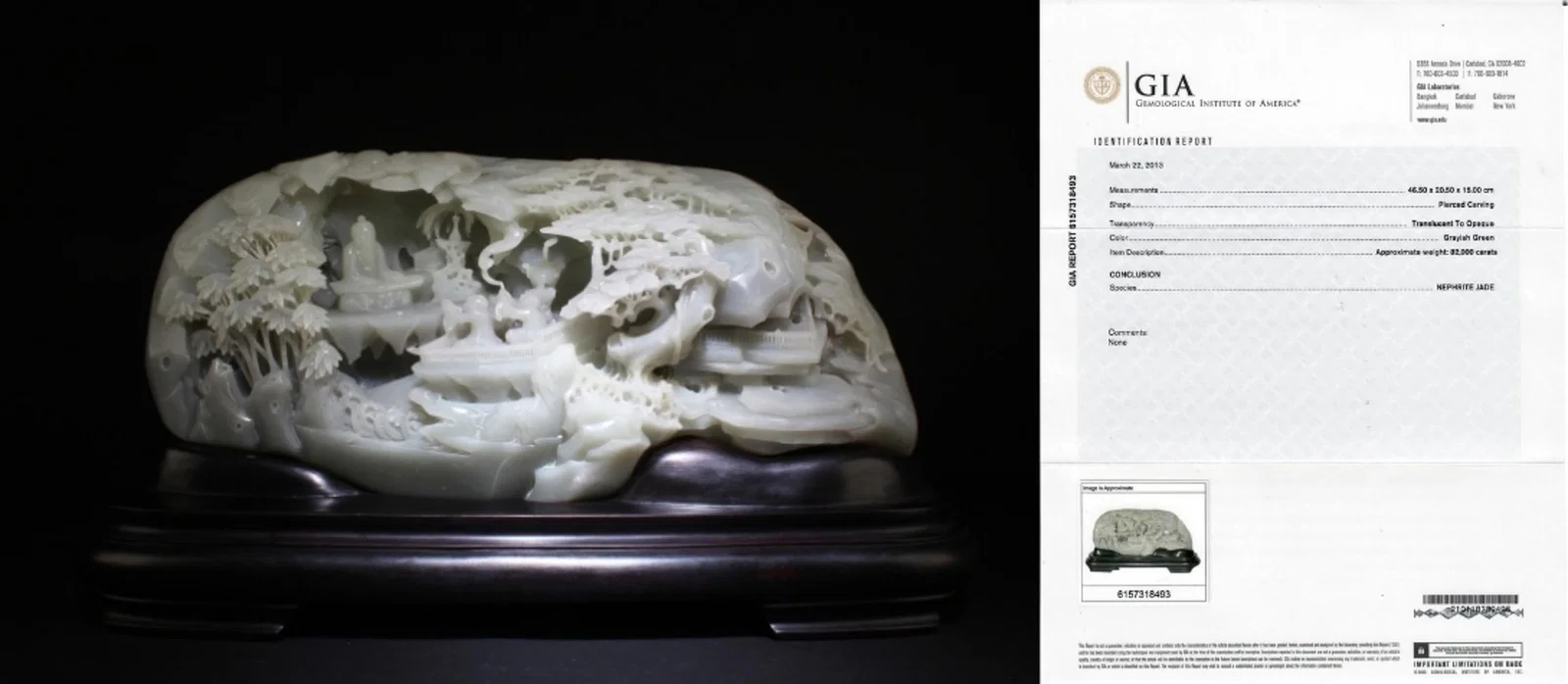 A Massive Carved Nephrite Jade Mountain