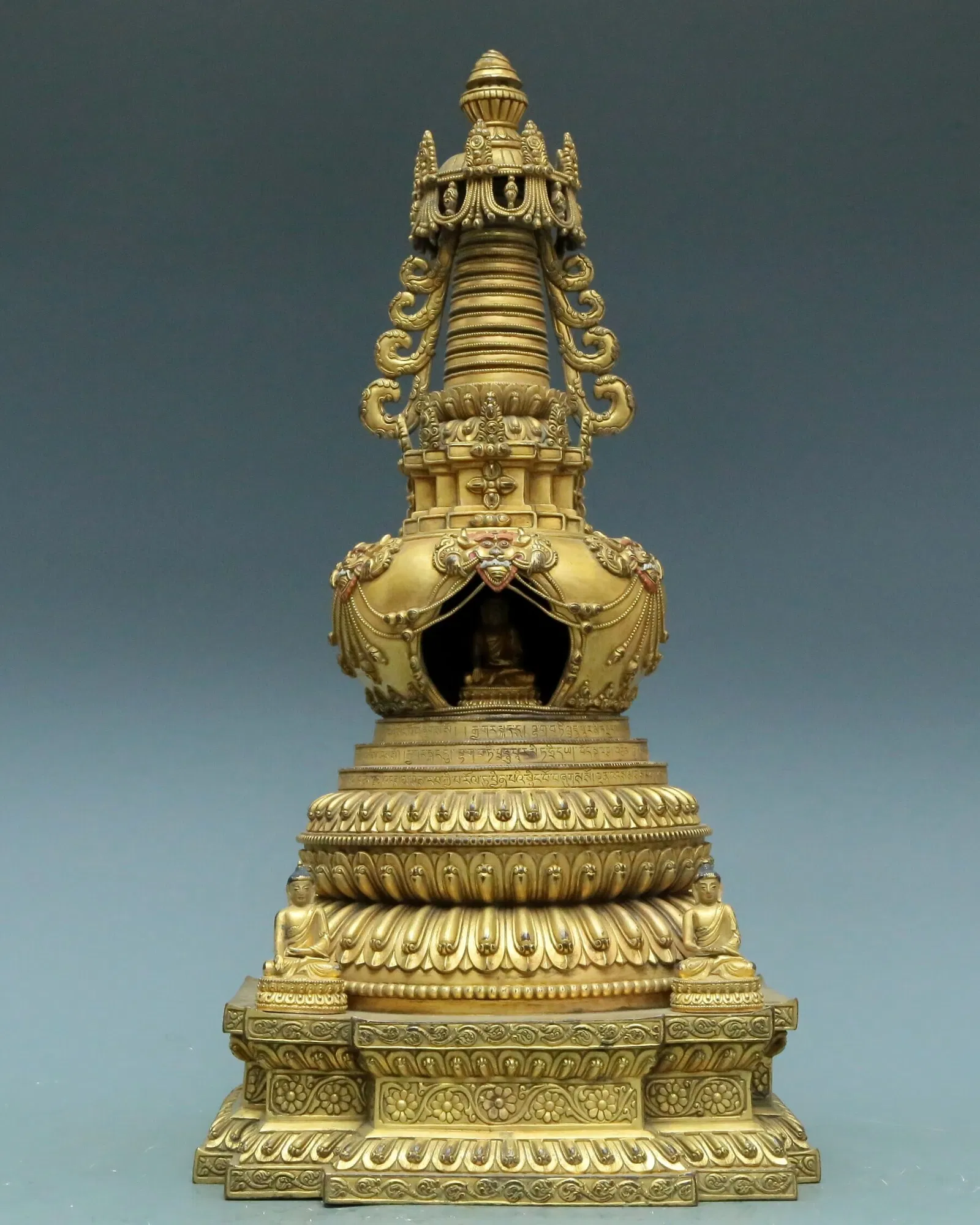 A Massive Gilt-Bronze 'Buddha Shakyamuni' Buddhist Shrine With Inscriptions