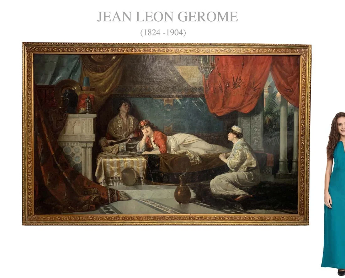 A Monumental 19th Century French Orientalist Oil On Canvas Painting
