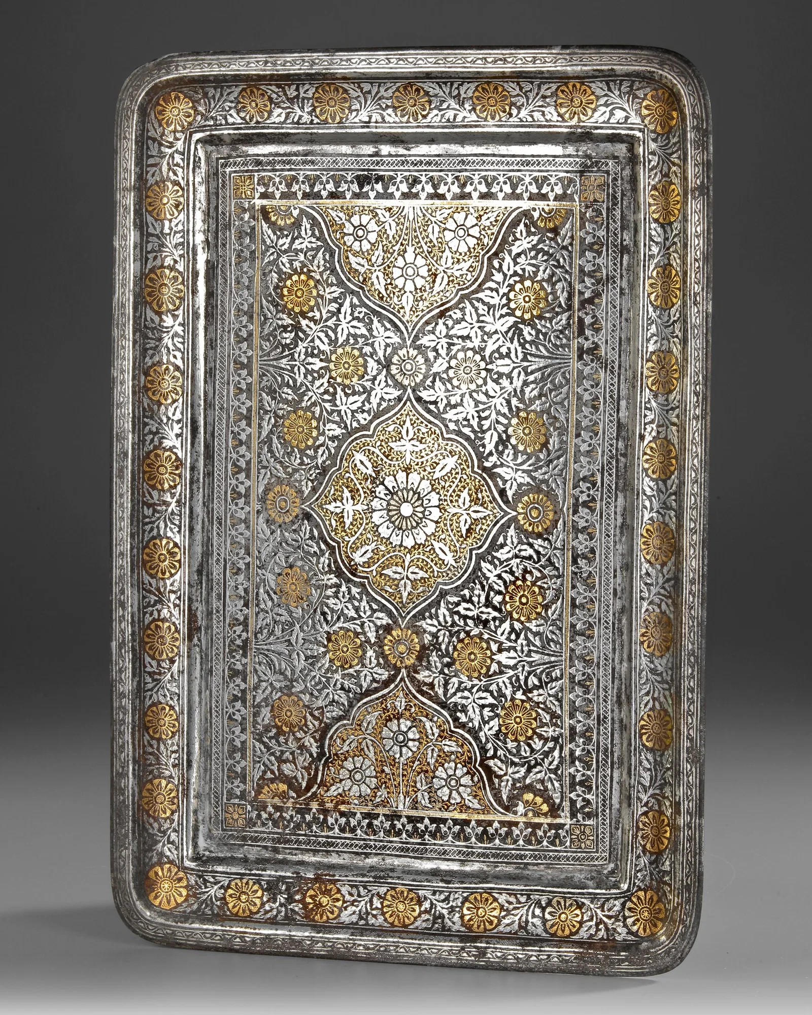 A MUGHAL BIDRI TRAY, INDIA, 19THâ€“20TH CENTURY