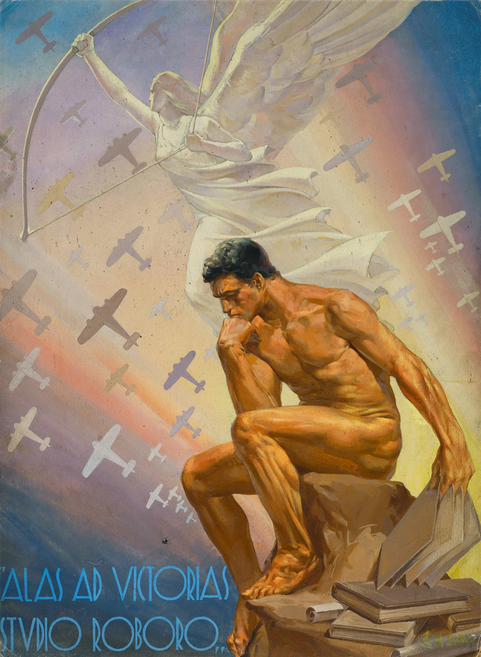 A.N.I. (Autore non identificato) - "ALAS AD VICTORIAS STVDIO ROBORO", anni 30