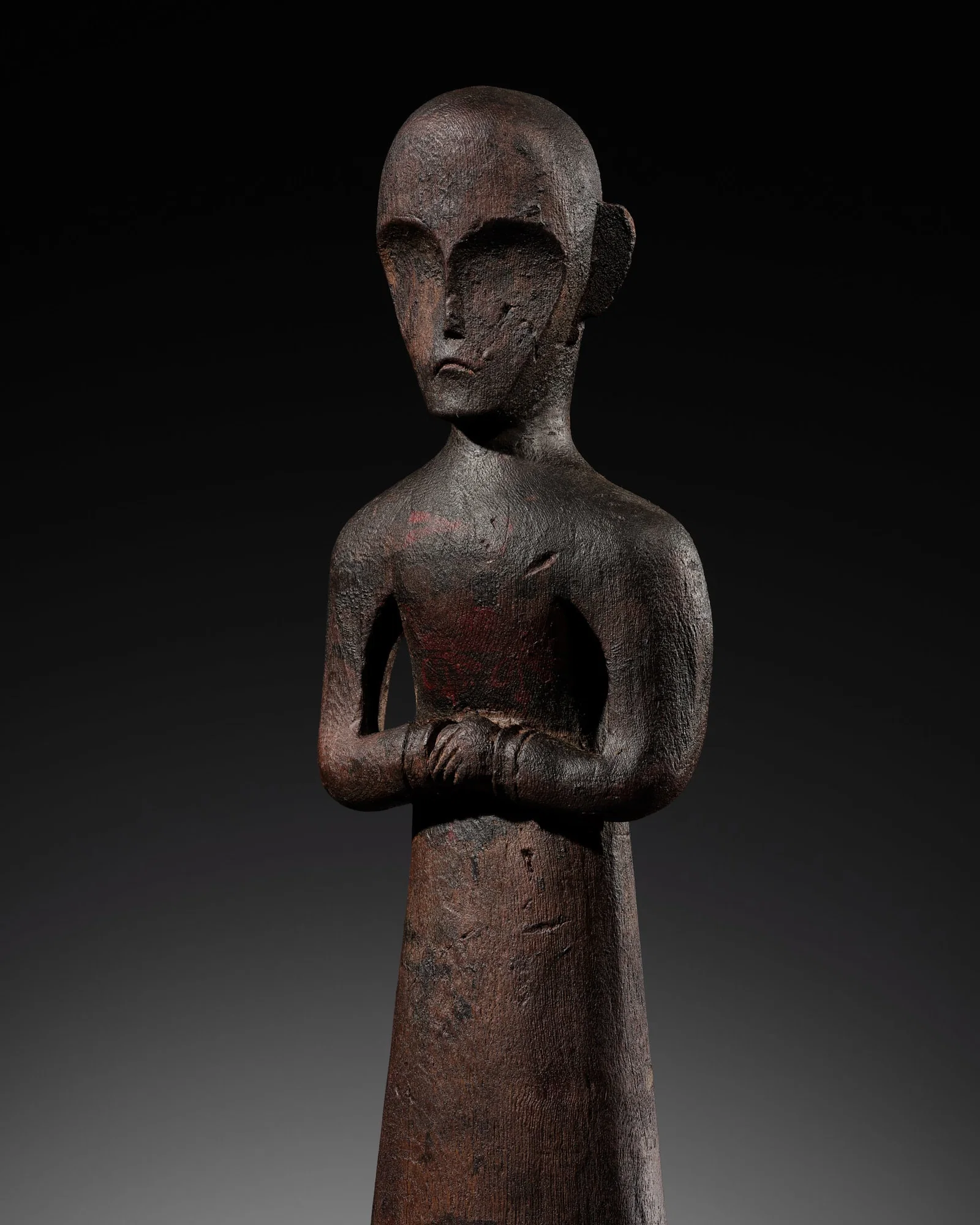 A PAINTED WOOD FIGURE OF A 'BEAUTY', EASTERN ZHOU DYNASTY