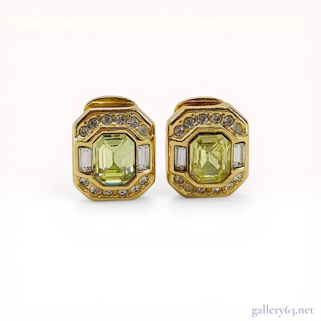 A Pair of Christian Dior Vintage Gold-Tone and Crystal Clip-On Earrings
