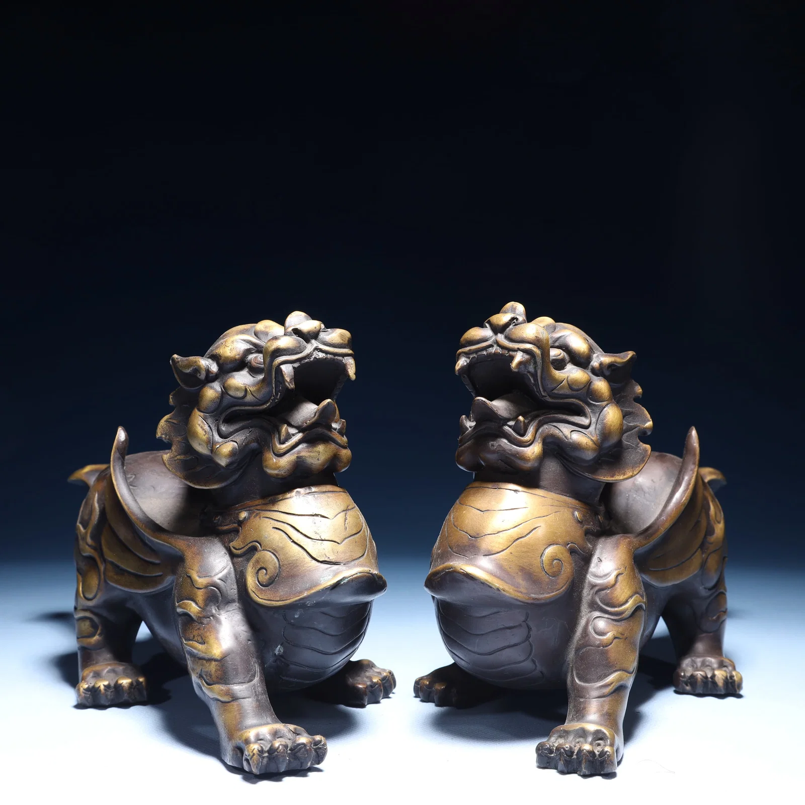 A Pair of Exquisite Bronze Wealth-Attracting Creature Ornaments