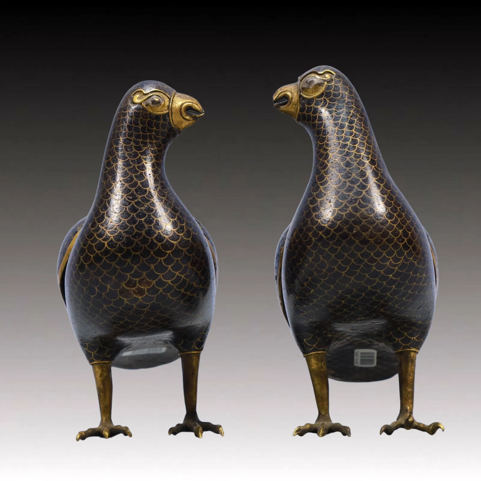 A Pair of Exquisite Cloisonne Quail Ornaments