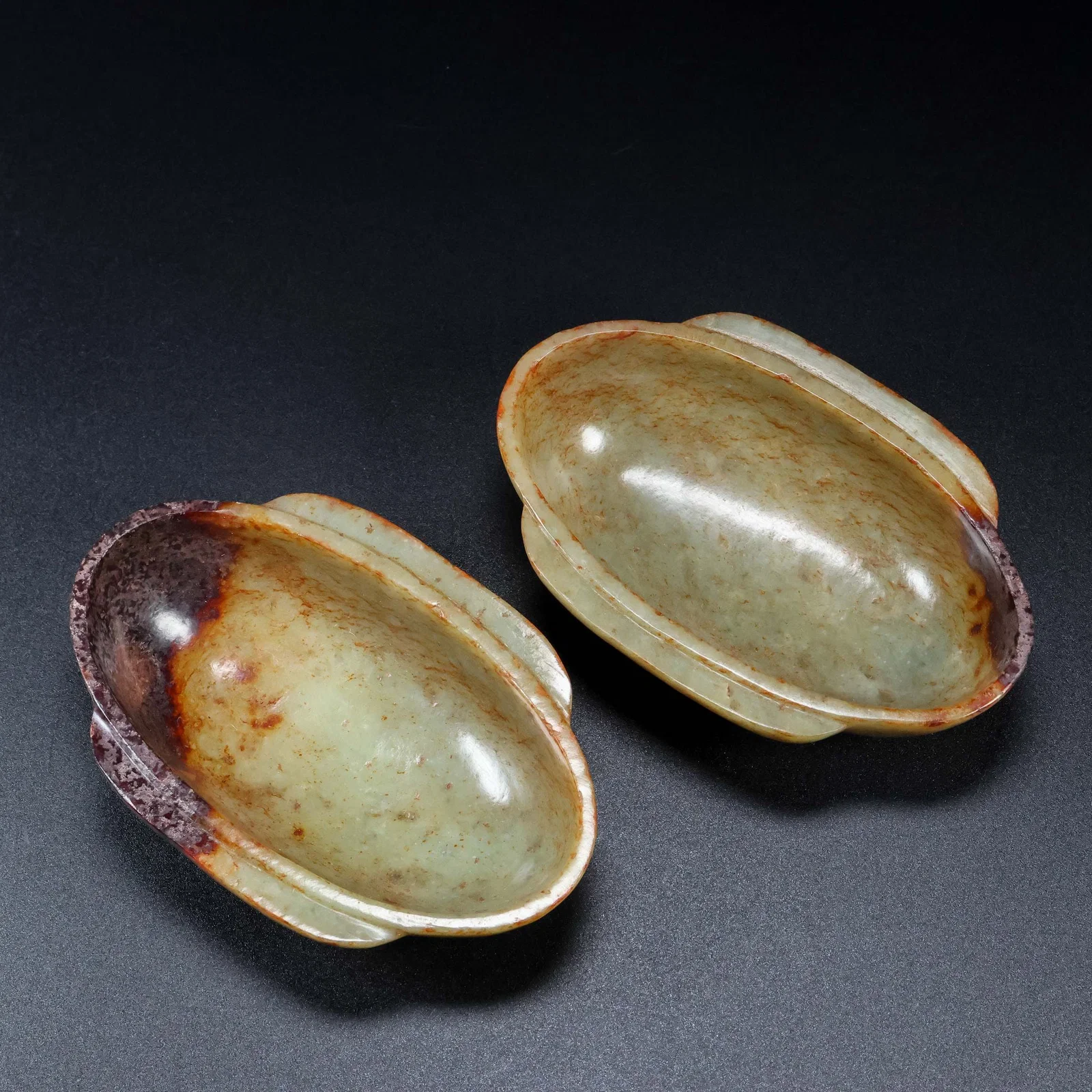 A Pair of Exquisite Greenish Jade Cups