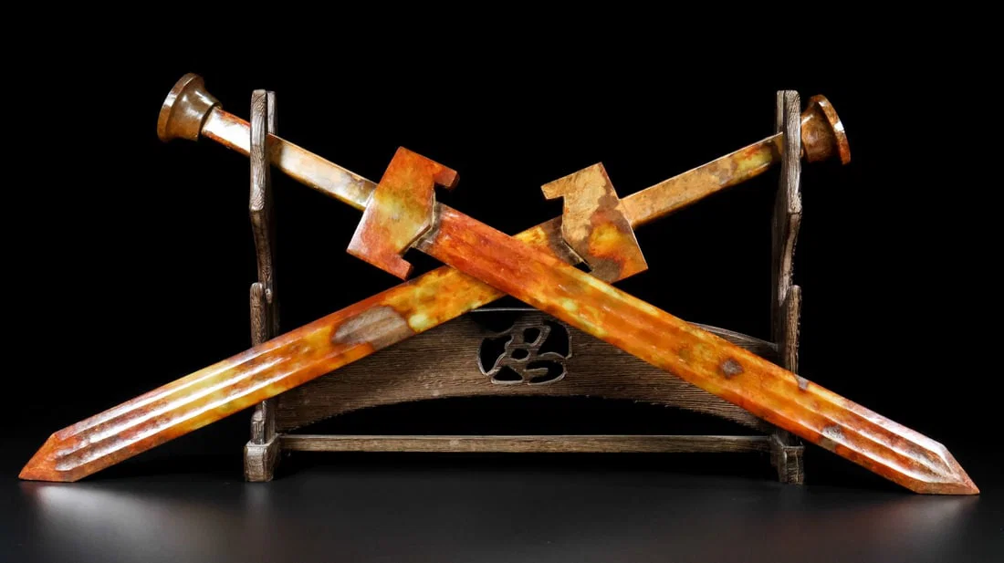A pair of Exquisite Hotan Jade Sword