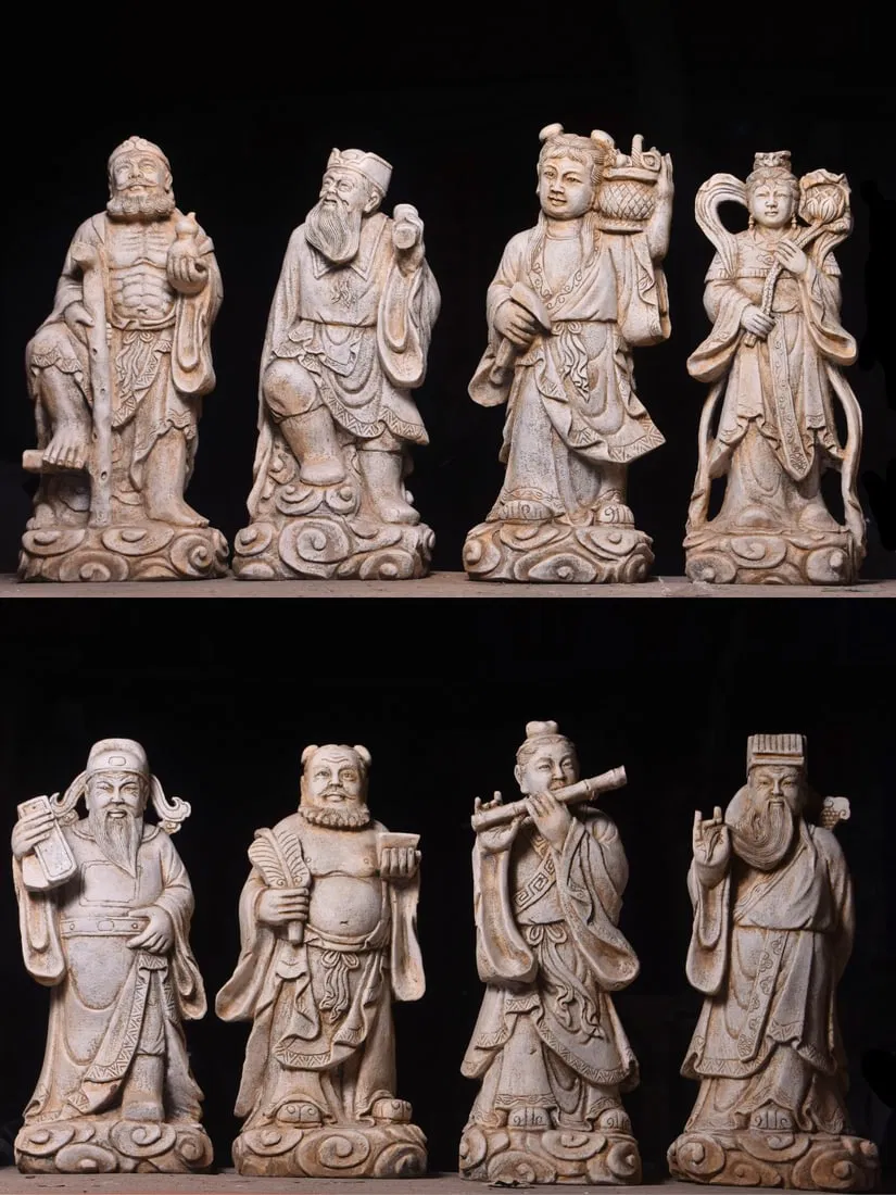 A pair of Exquisite White Jade Carved Figure Ornament