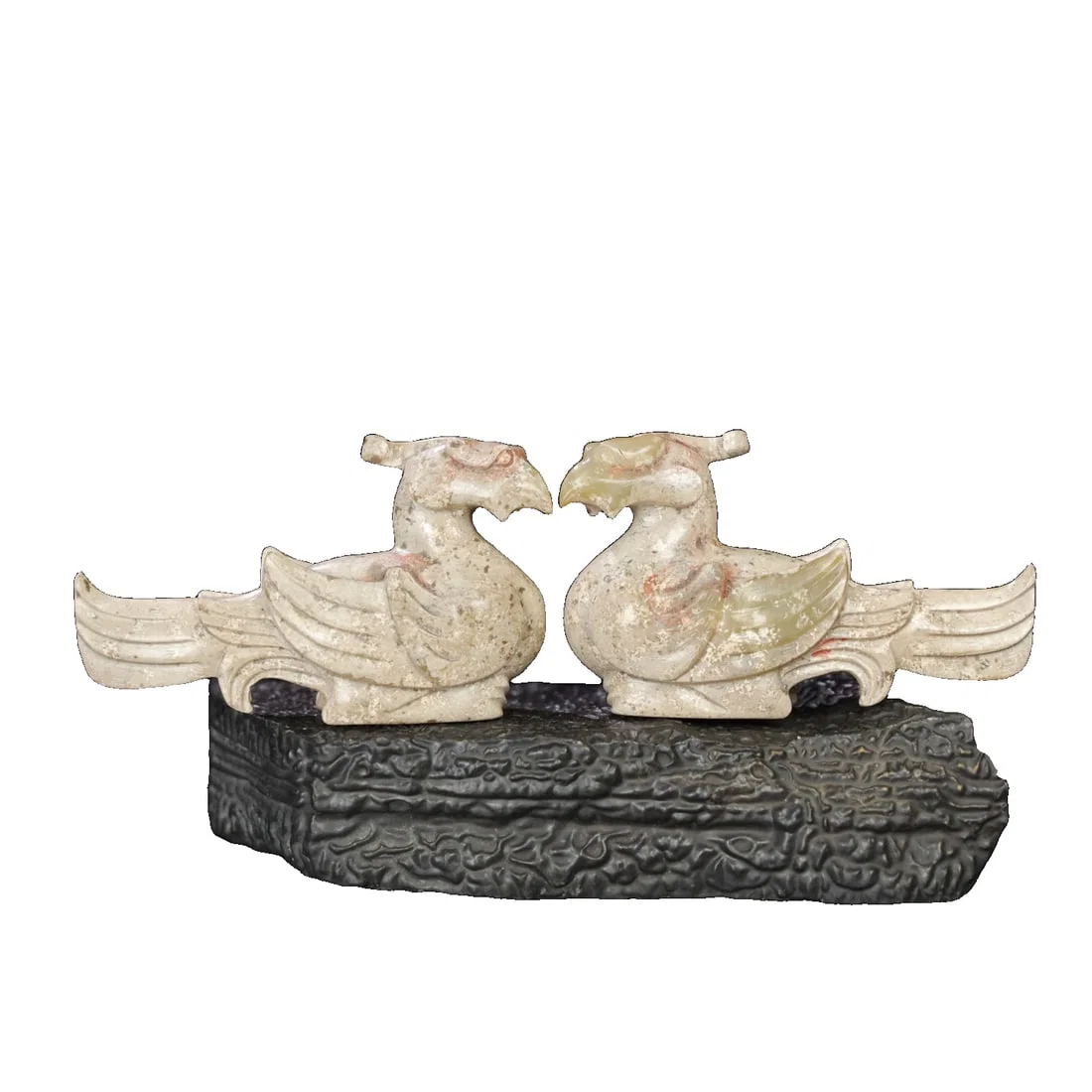 A pair of Hetian jade pendants with divine birds.