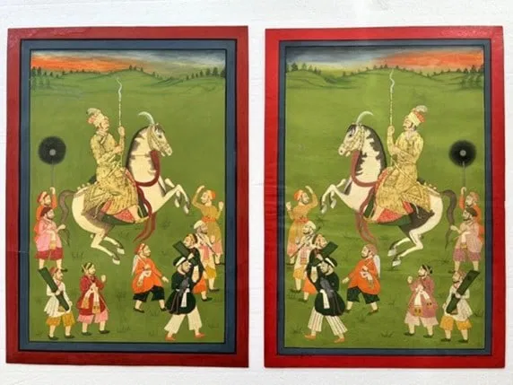 A Pair of Indian Miniatures of Equestrians