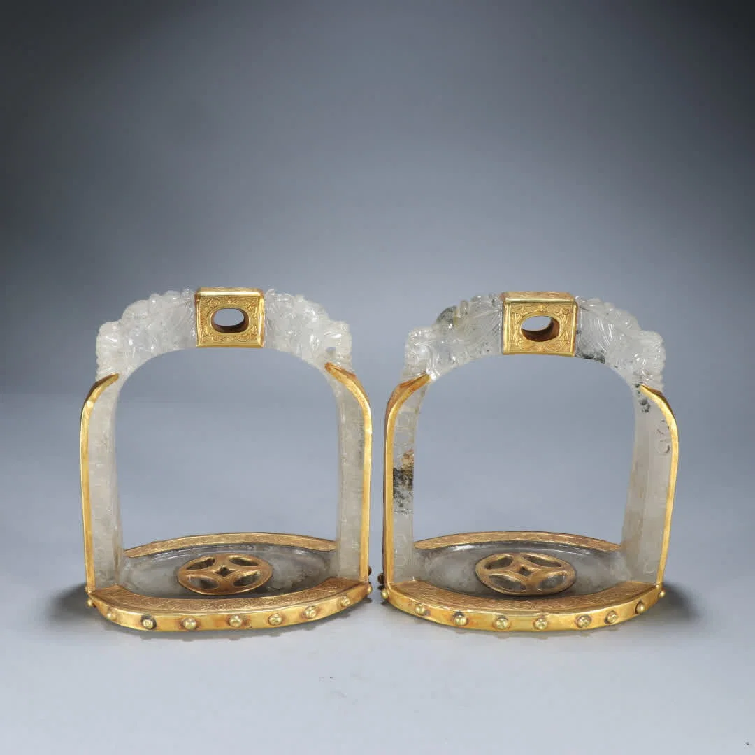 A pair of Liao Dynasty crystal-clad gold stirrups