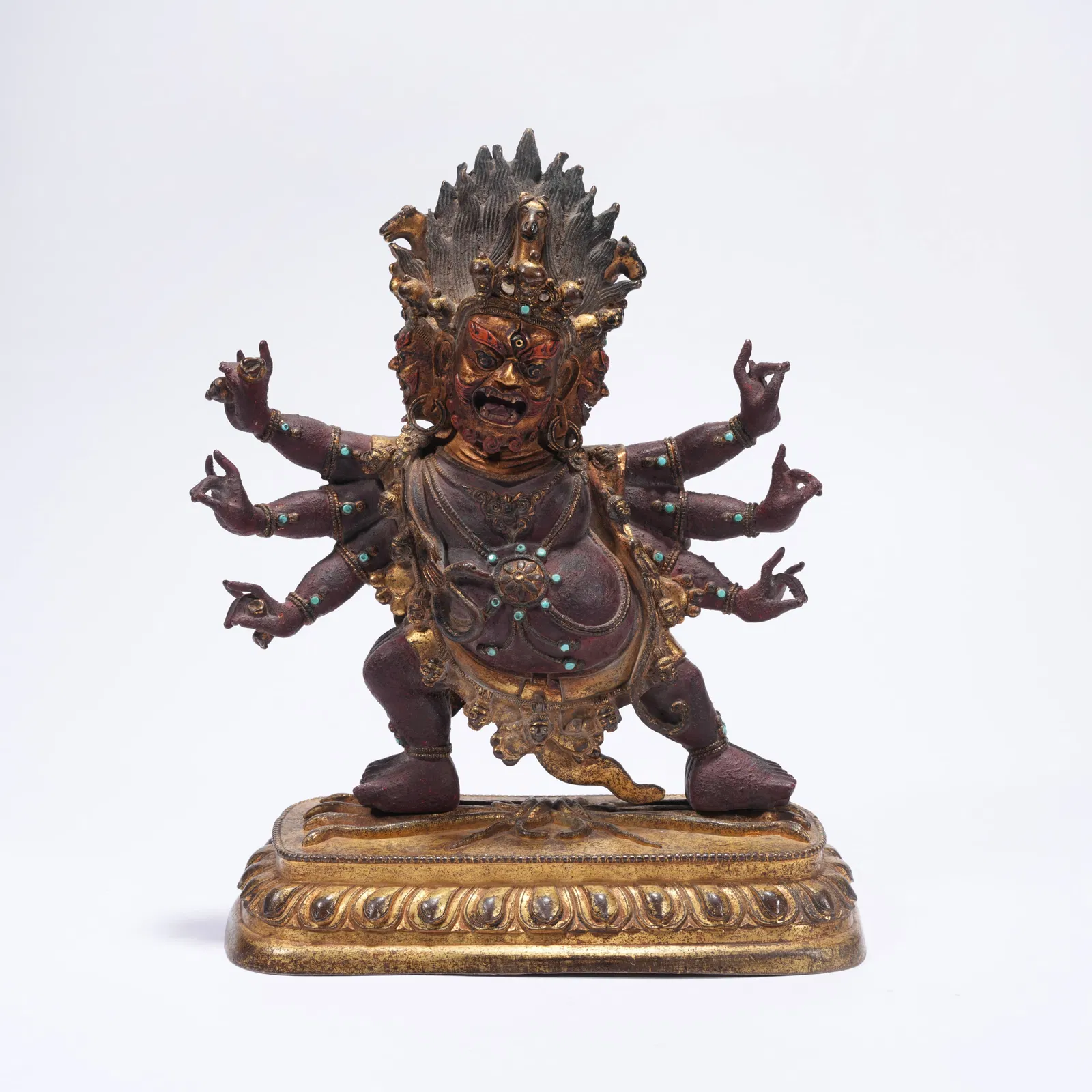 A PARTIALLY GILT BRONZE HAYAGRIVA STATUE