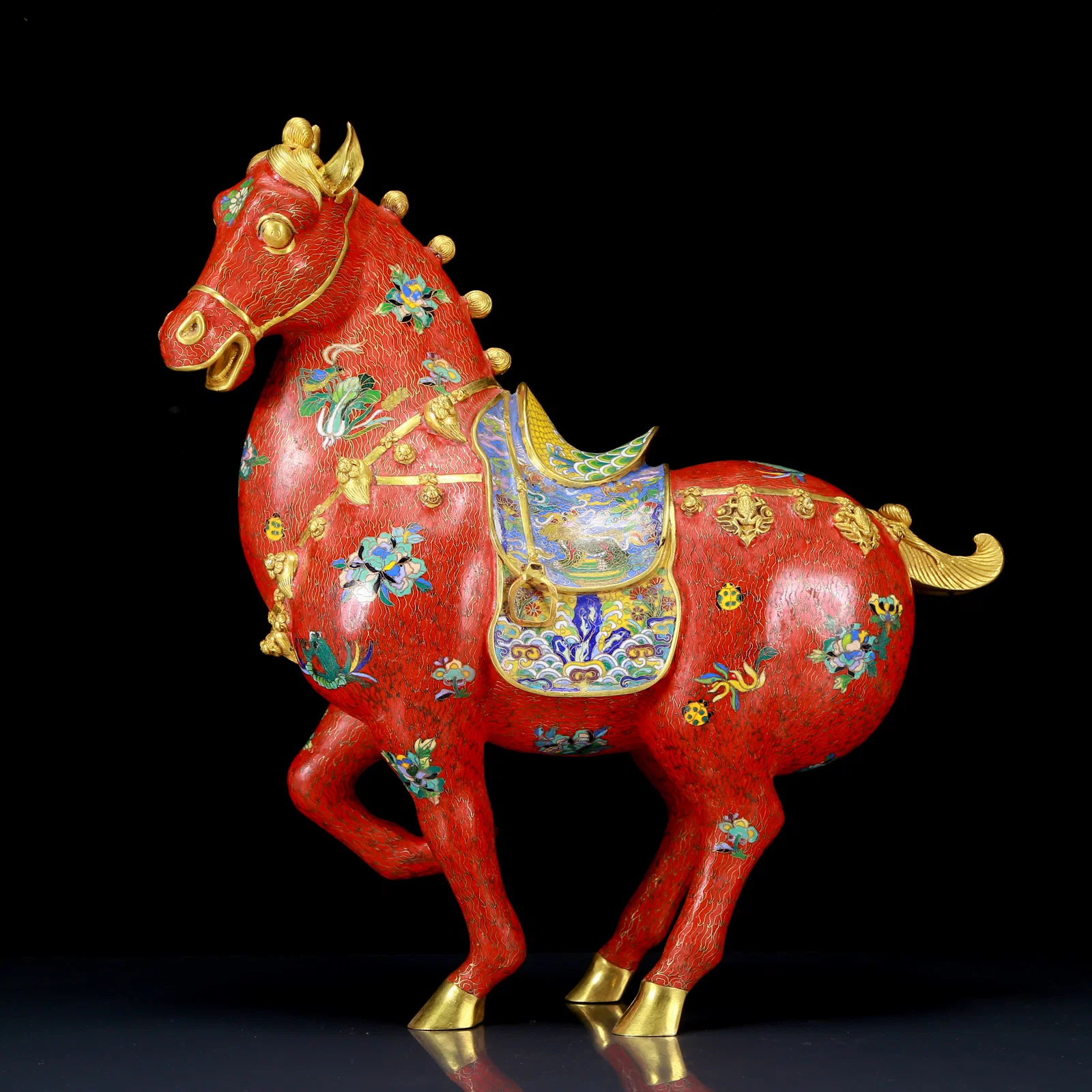 A perfect cloisonné horse ornament