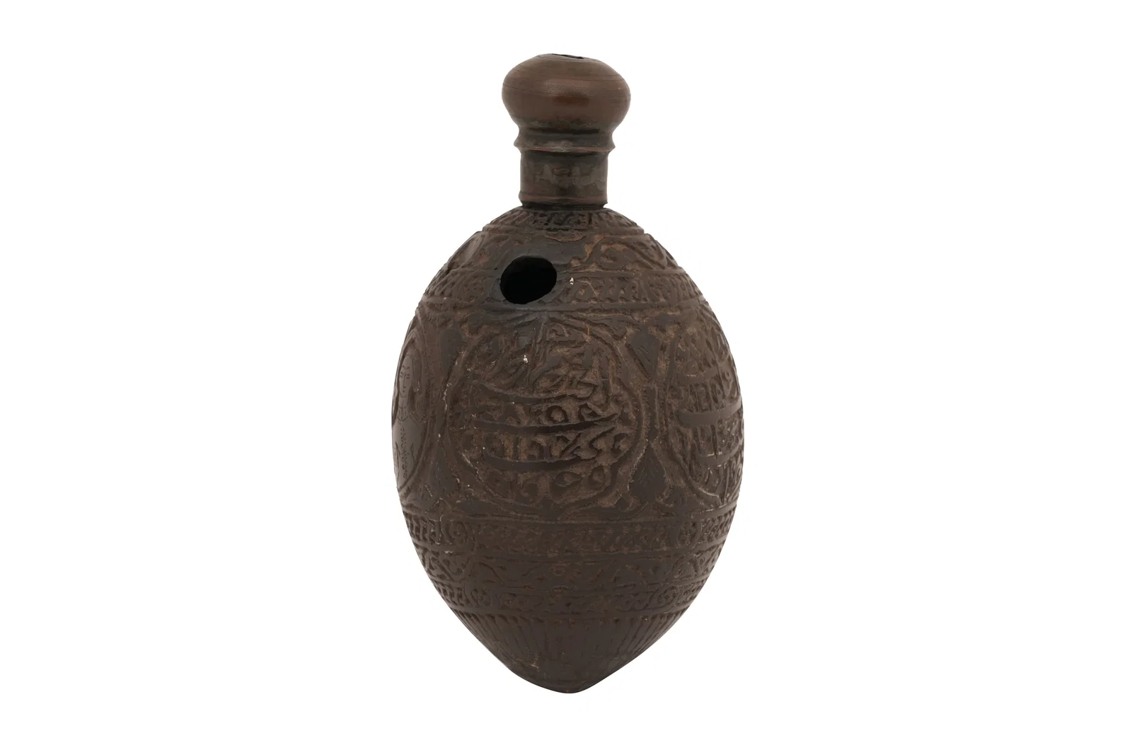 A PERSIAN CARVED COCONUT HOOKAH BASE Iran, early 20th century