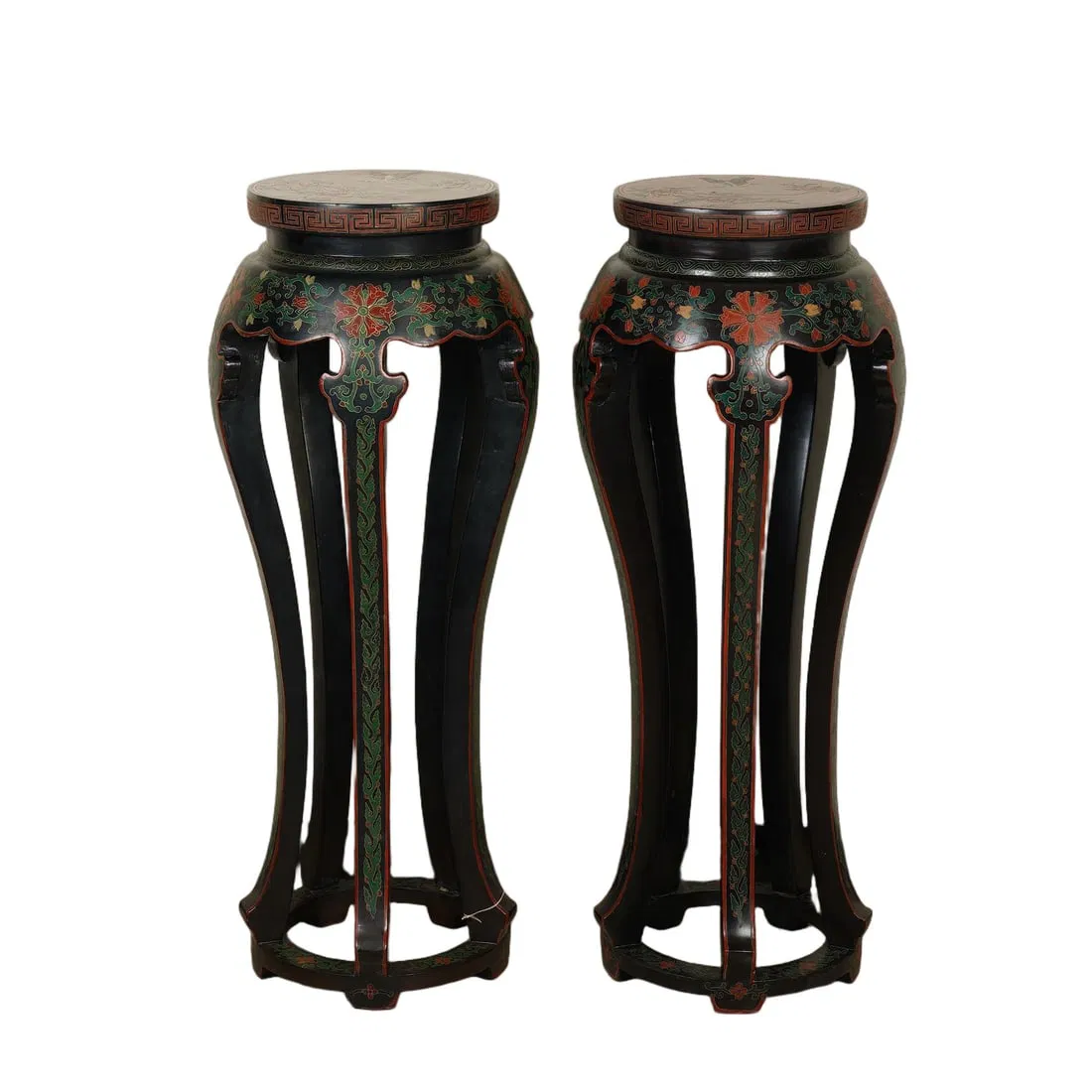 A POLYCHROME PAINTED LACQUER GARDEN STOOLS HUAJI