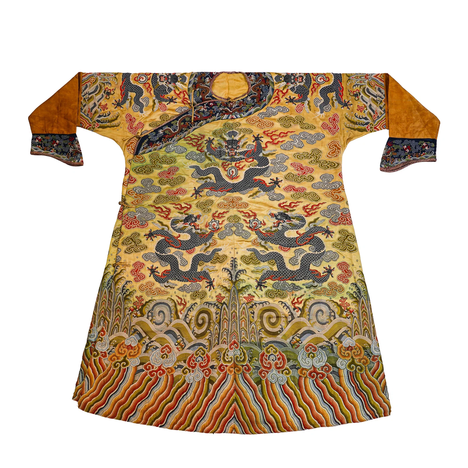 A QING DYNASTY KESI DRAGON ROBE WITH NINE DRAGONS PATTERN