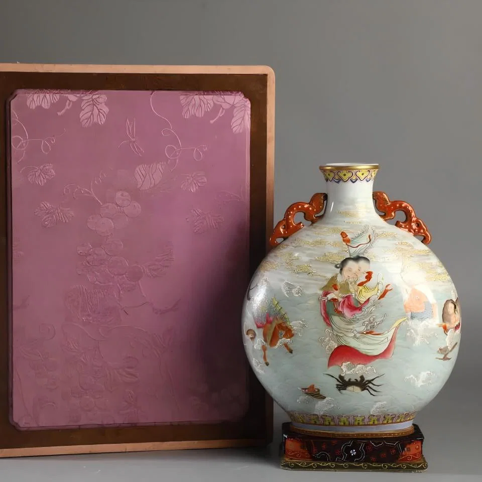 A Qing Dynasty Qianlong Magu birthday flat bottle