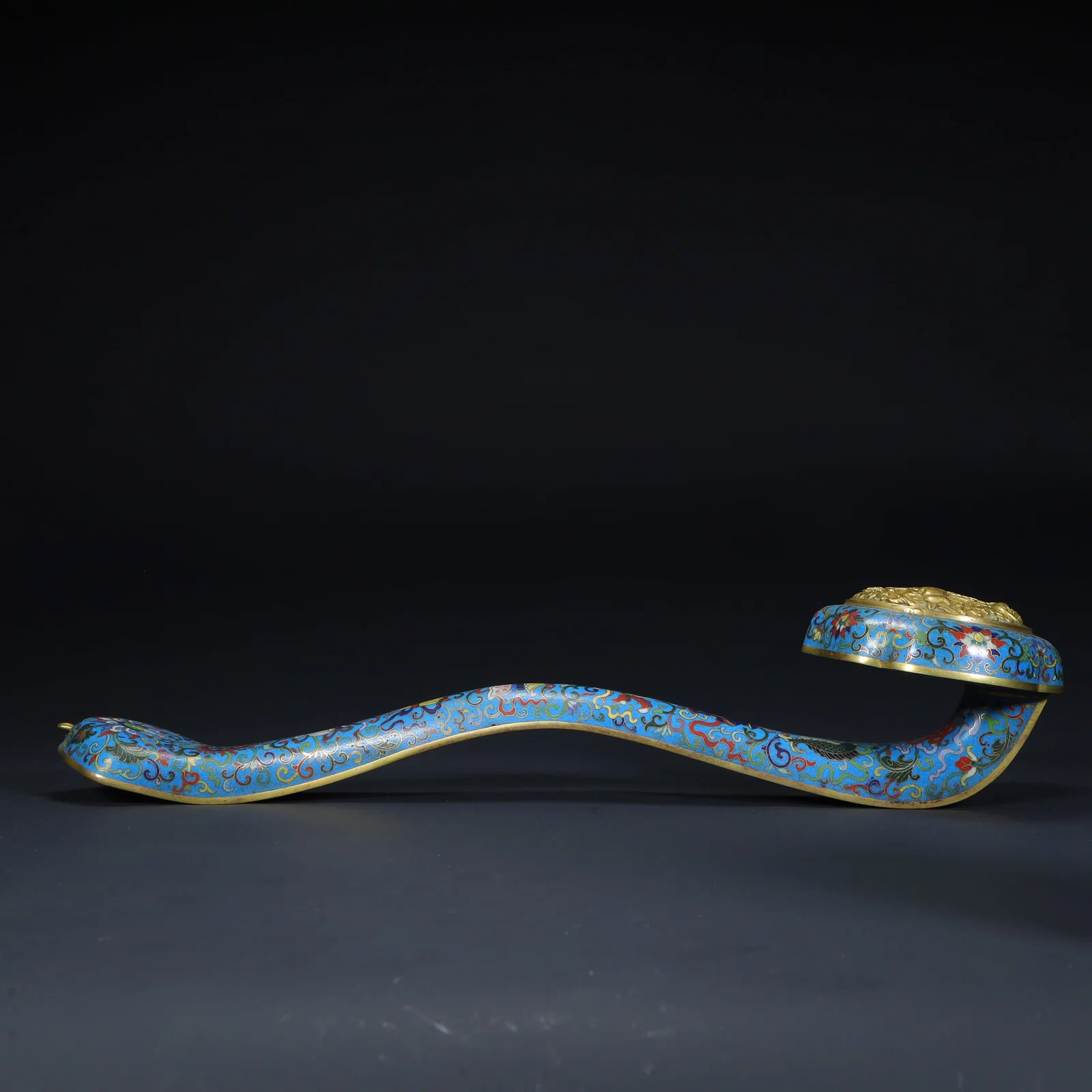 A Qing Dynasty Qianlong period copper tire cloisonn é enamel entwined floral pattern ruyi