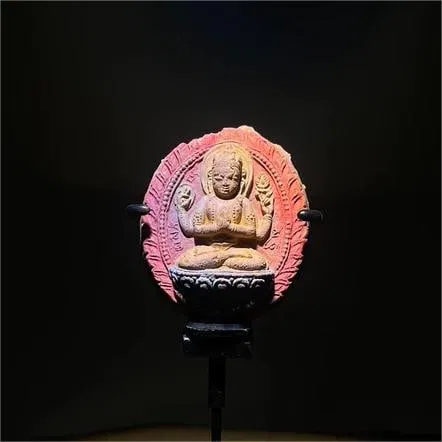 A Qing Dynasty Xia Lu style four-armed Guanyin painted rub