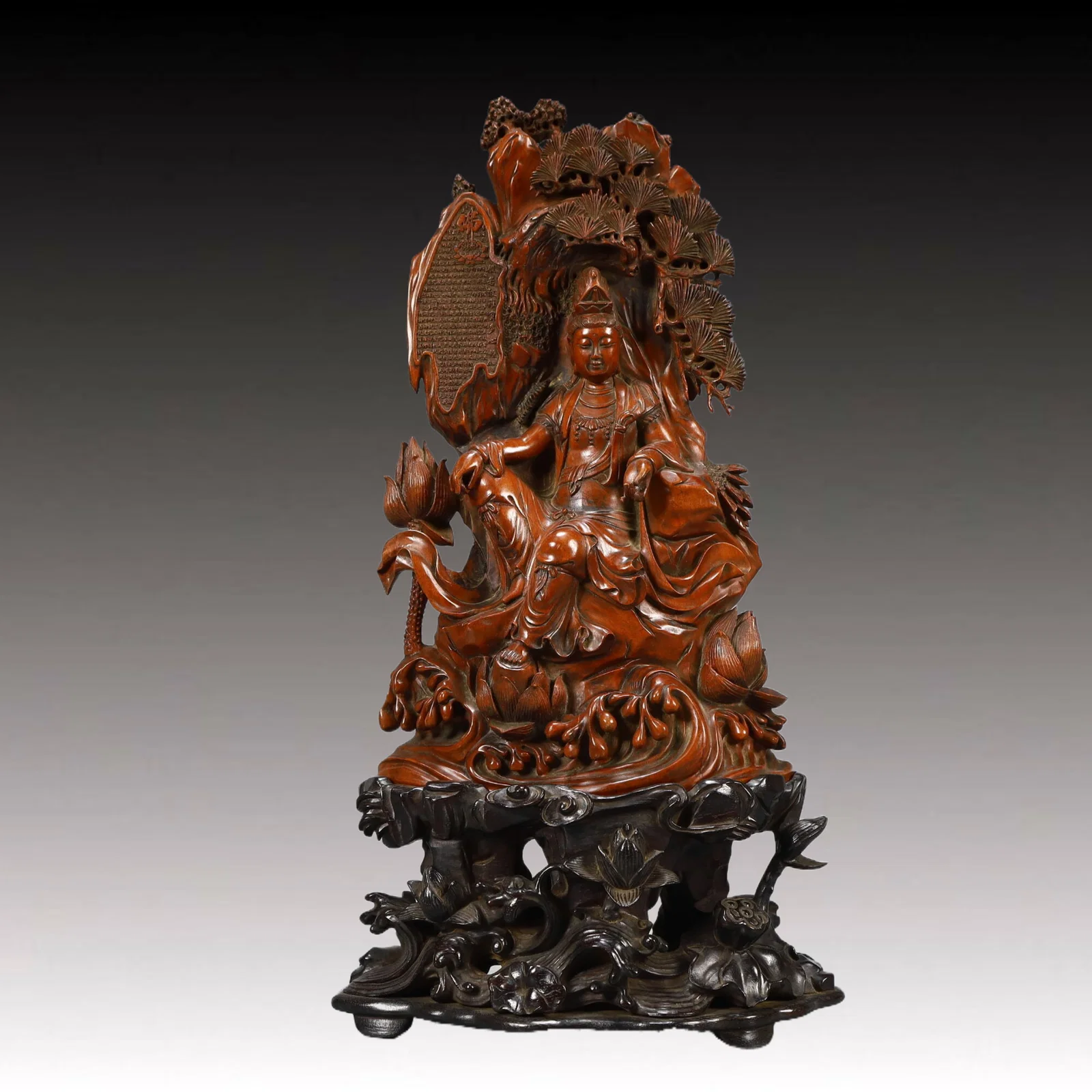 A Rare Boxwood Statue of Avalokitesvara